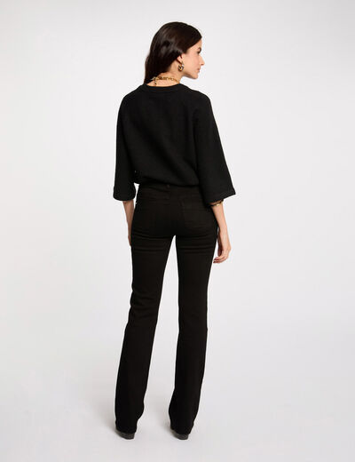Jeans bootcut poches &agrave; rabat noir femme