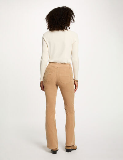 Pantalon ajust&eacute; velours sable femme