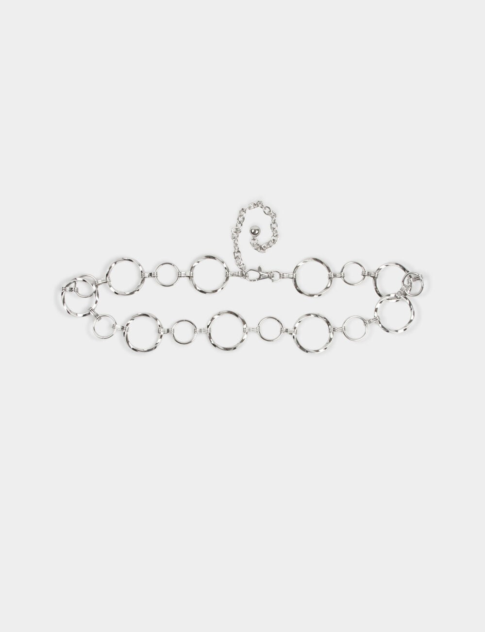 Ceinture anneaux en m&eacute;tal couleur argent femme