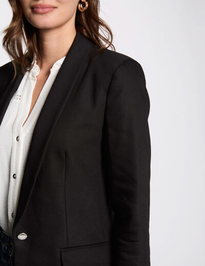 Veste courte col ch&acirc;le noir femme