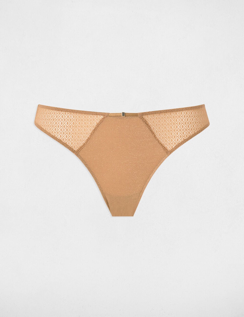 Slip dentelle taille basse jaune or femme