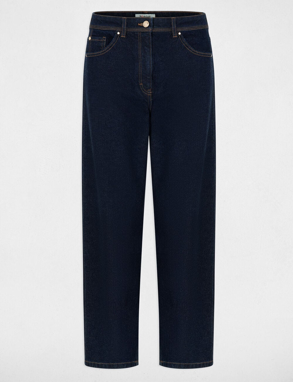 Jean droit taille haute denim brut femme