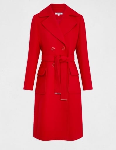 Manteau long cintré ceinturé