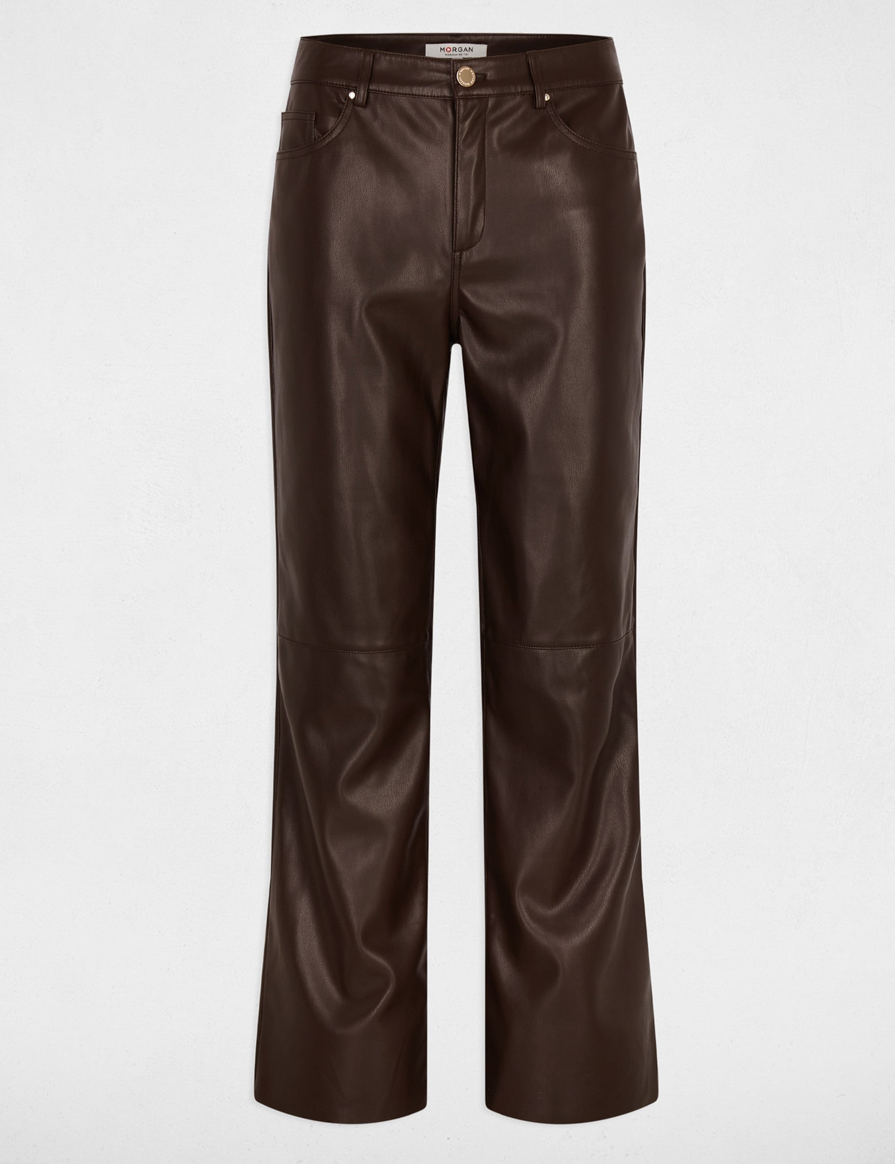 Pantalon bootcut similicuir marron fonc&eacute; femme