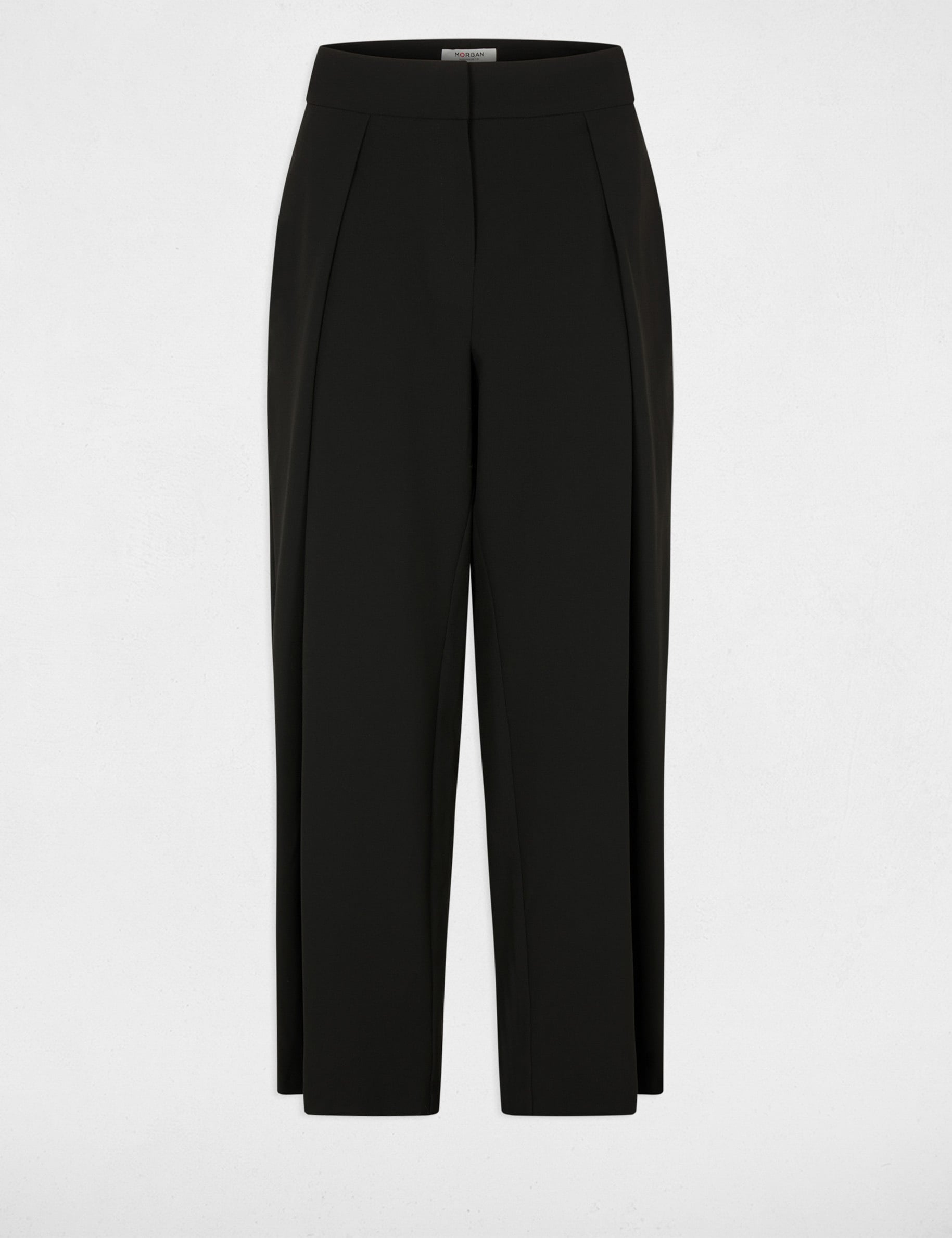 Pantalon taille haute large noir femme
