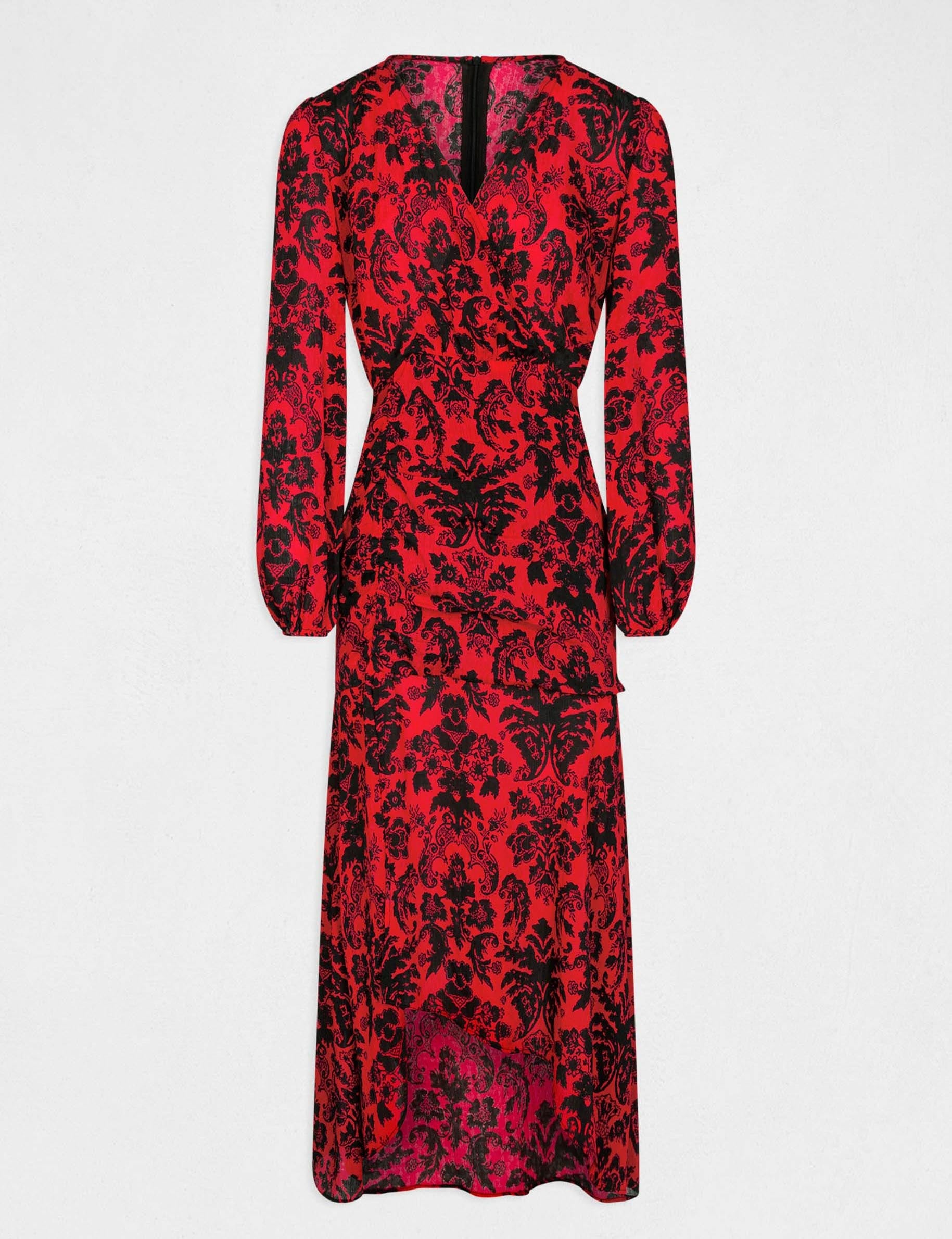 Robe longue cintr&eacute;e imprim&eacute; cachemire multico femme