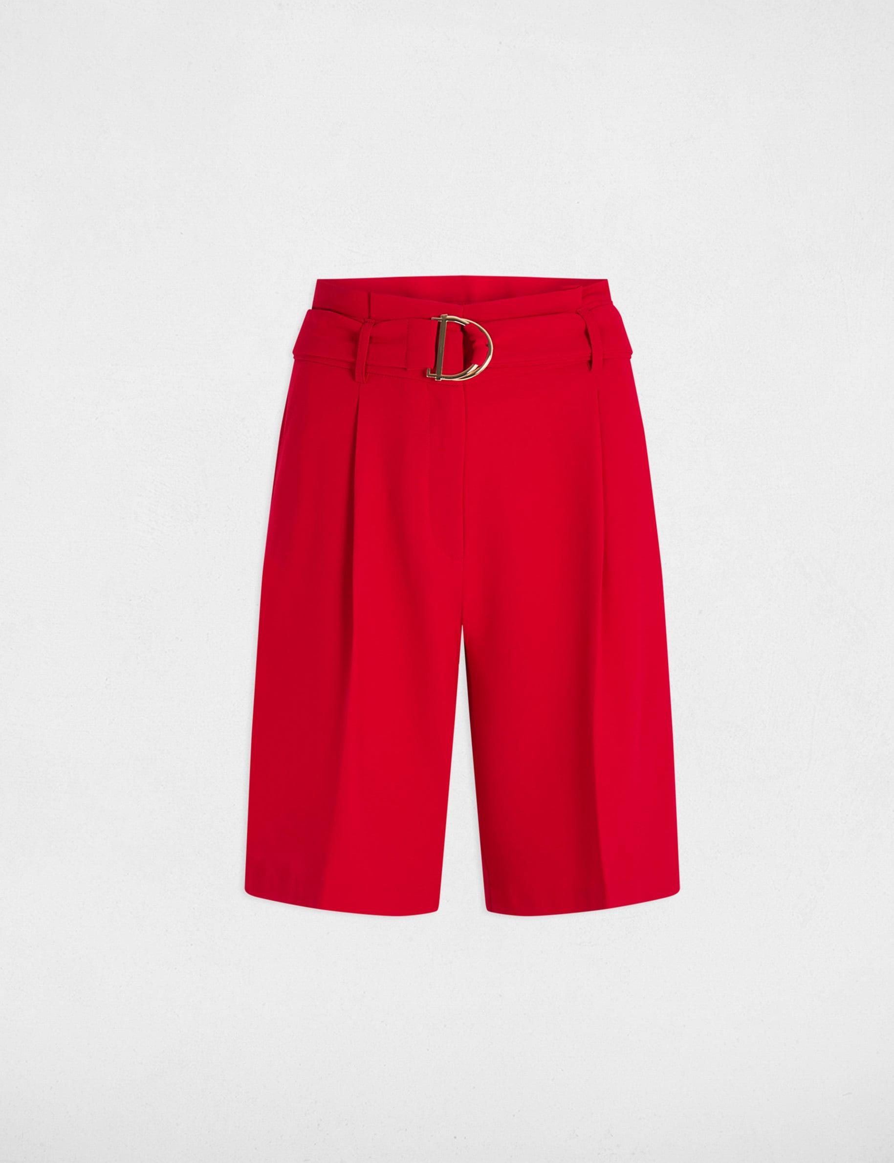 Bermuda droit &agrave; pinces rouge femme