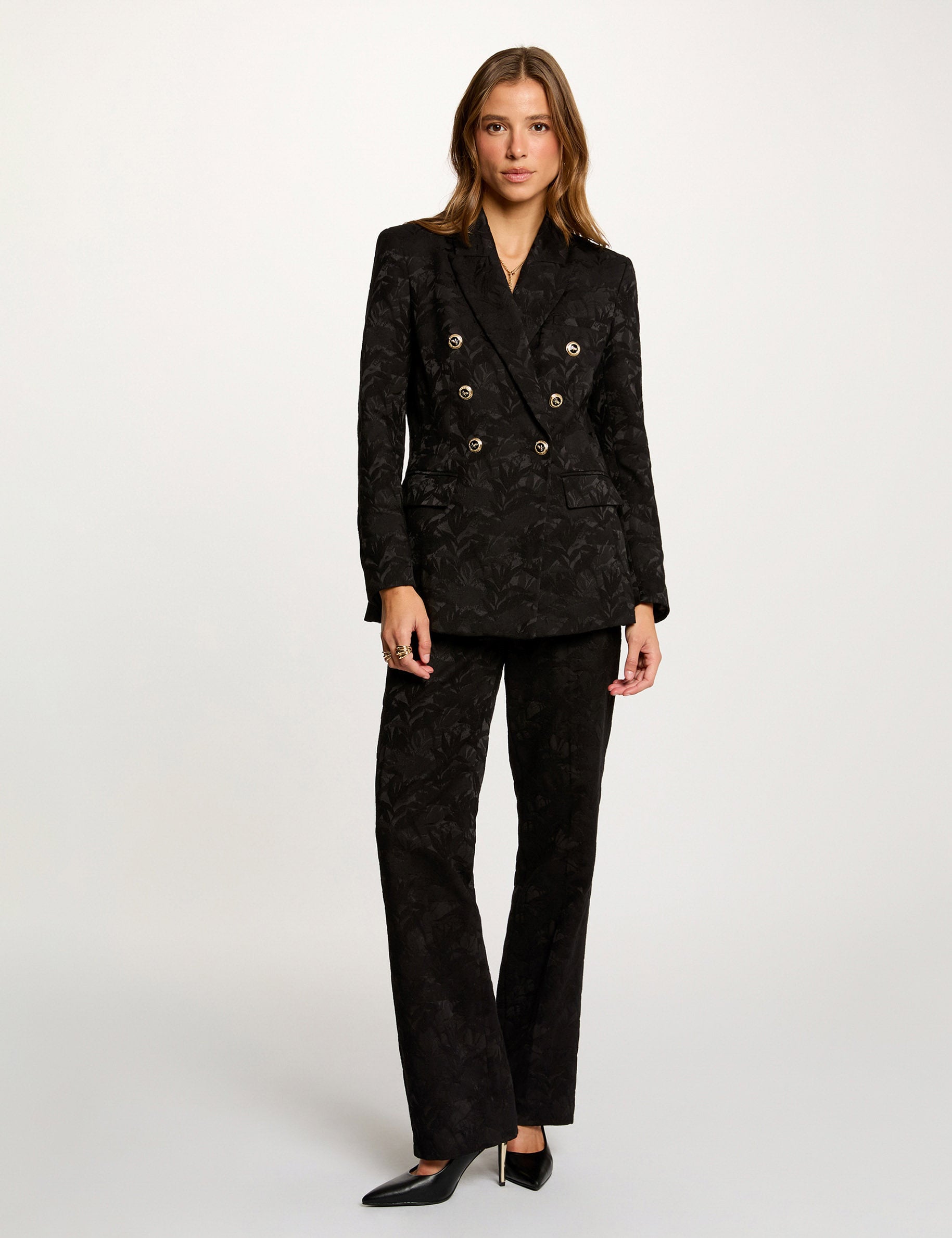 Pantalon slim taille haute noir femme