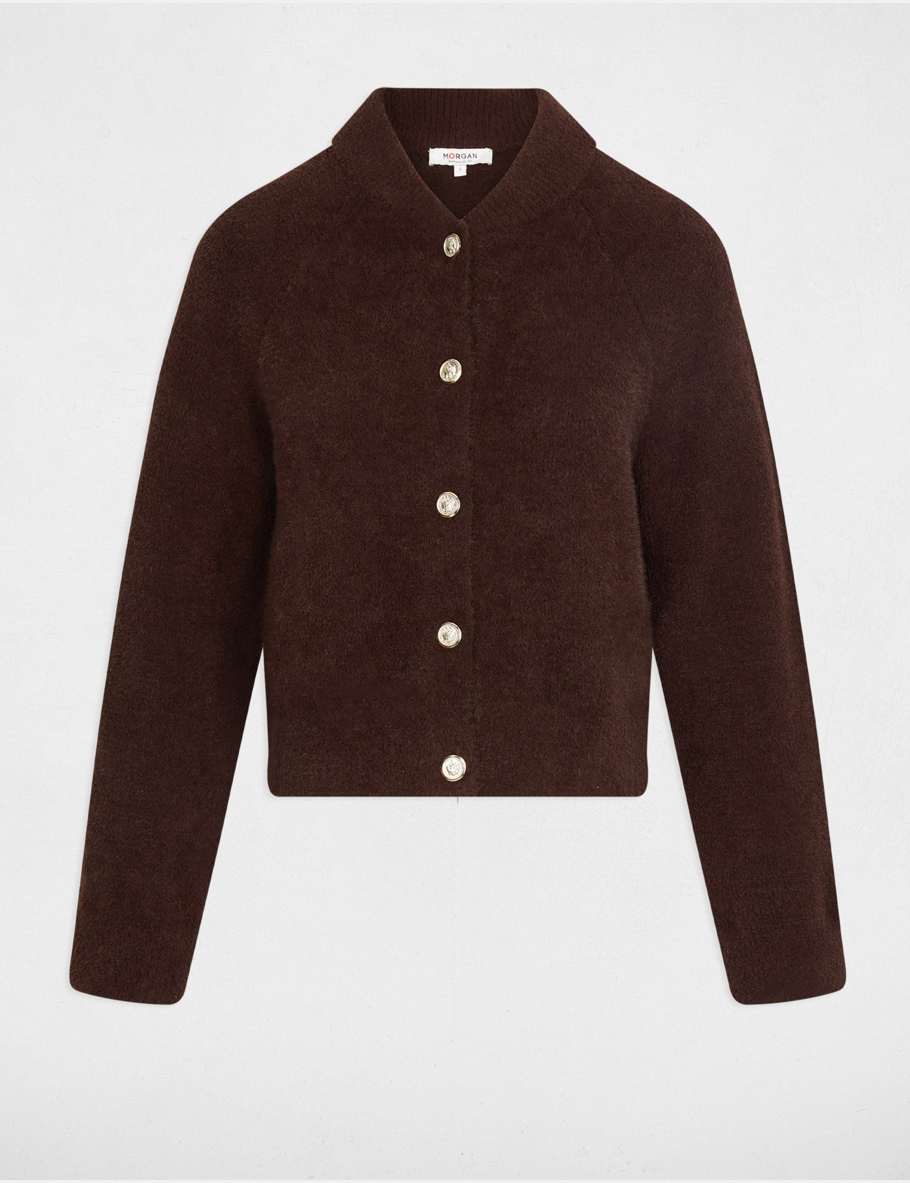 Gilet manches longues marron fonc&eacute; femme