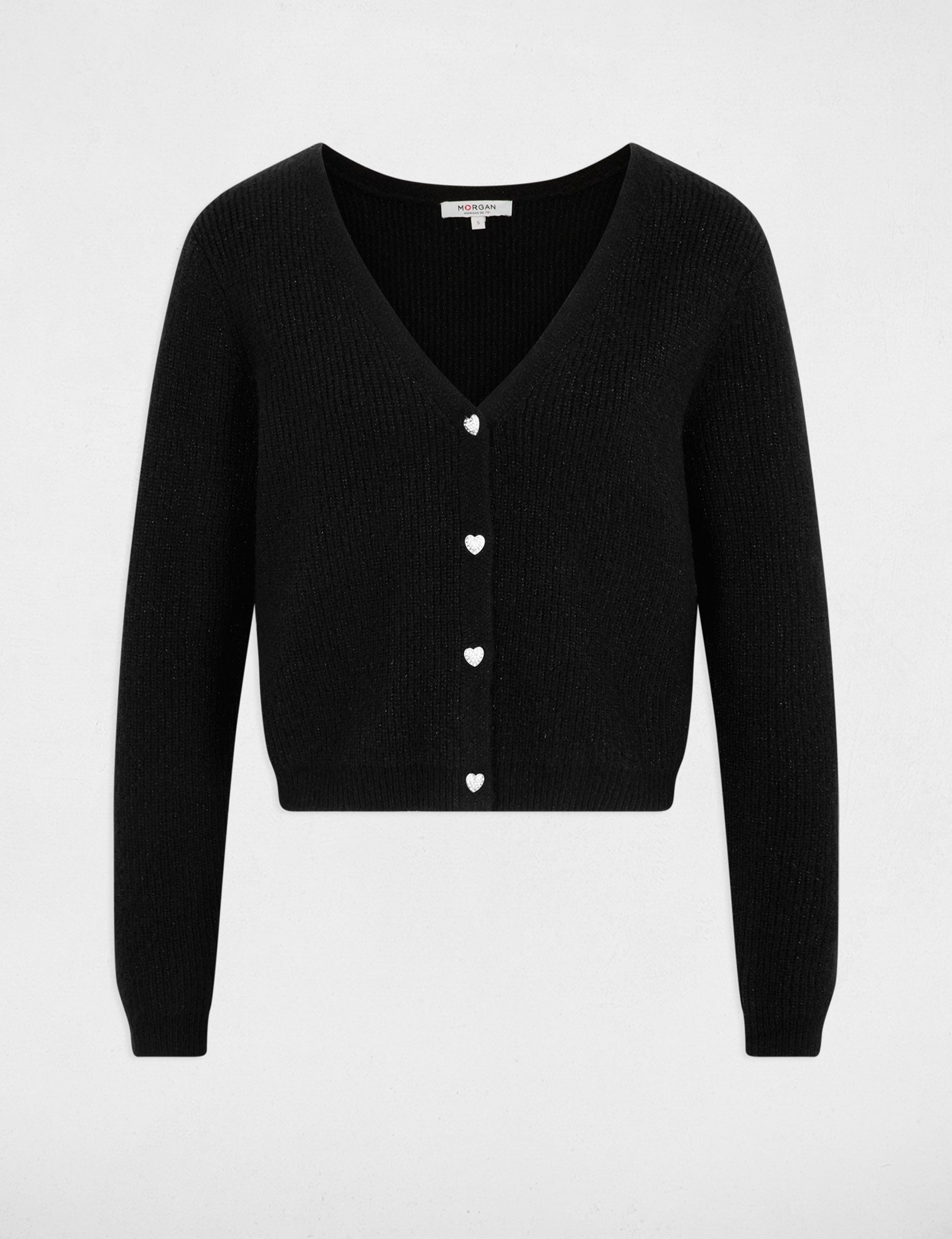 Gilet col en V noir femme