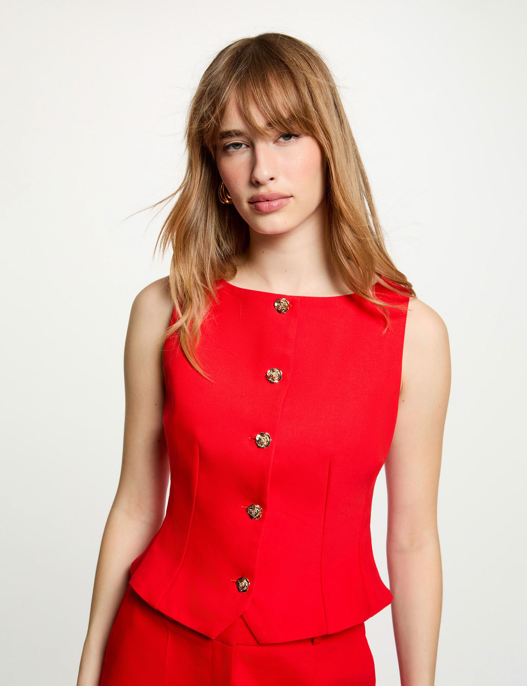 Gilet sans manches rouge vif femme