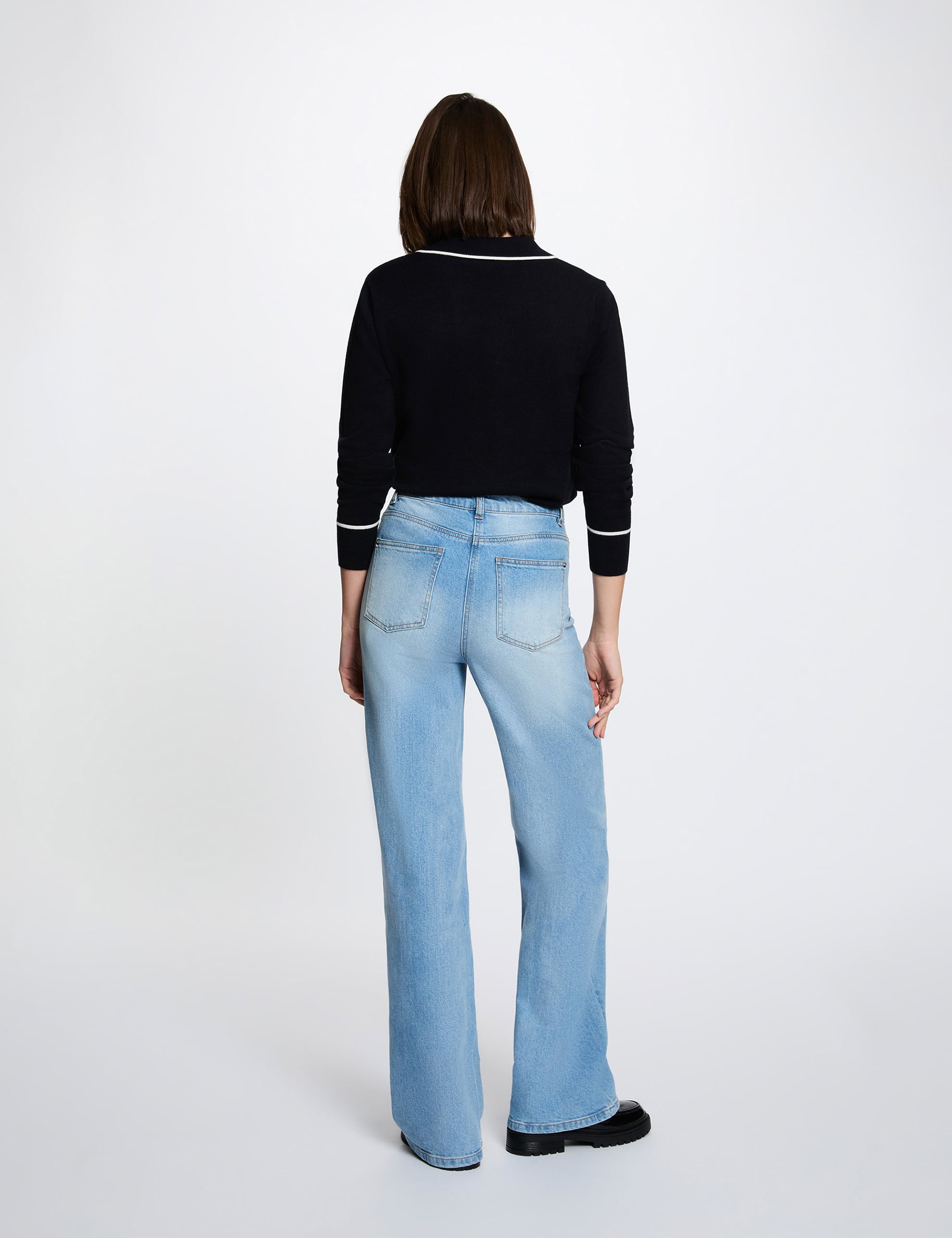 Pull col polo bleu marine femme