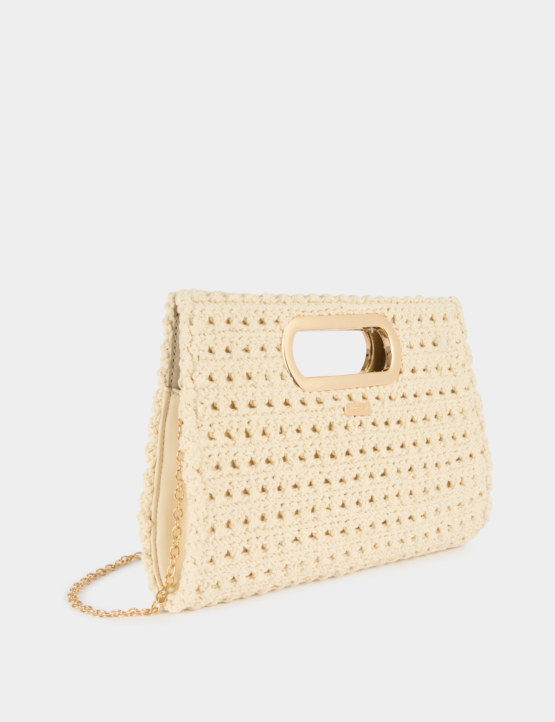 Pochette tricot ivoire femme