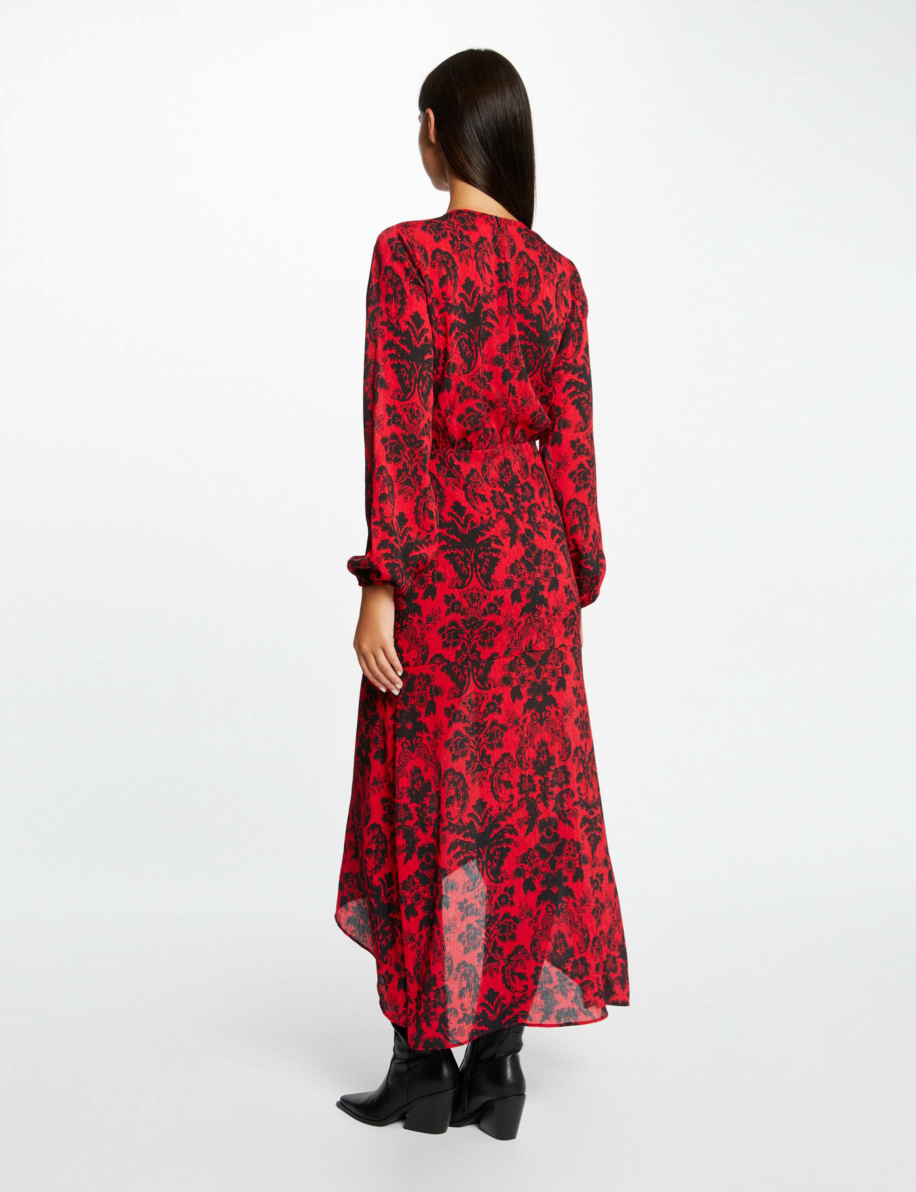 Robe longue cintr&eacute;e imprim&eacute; cachemire multico femme