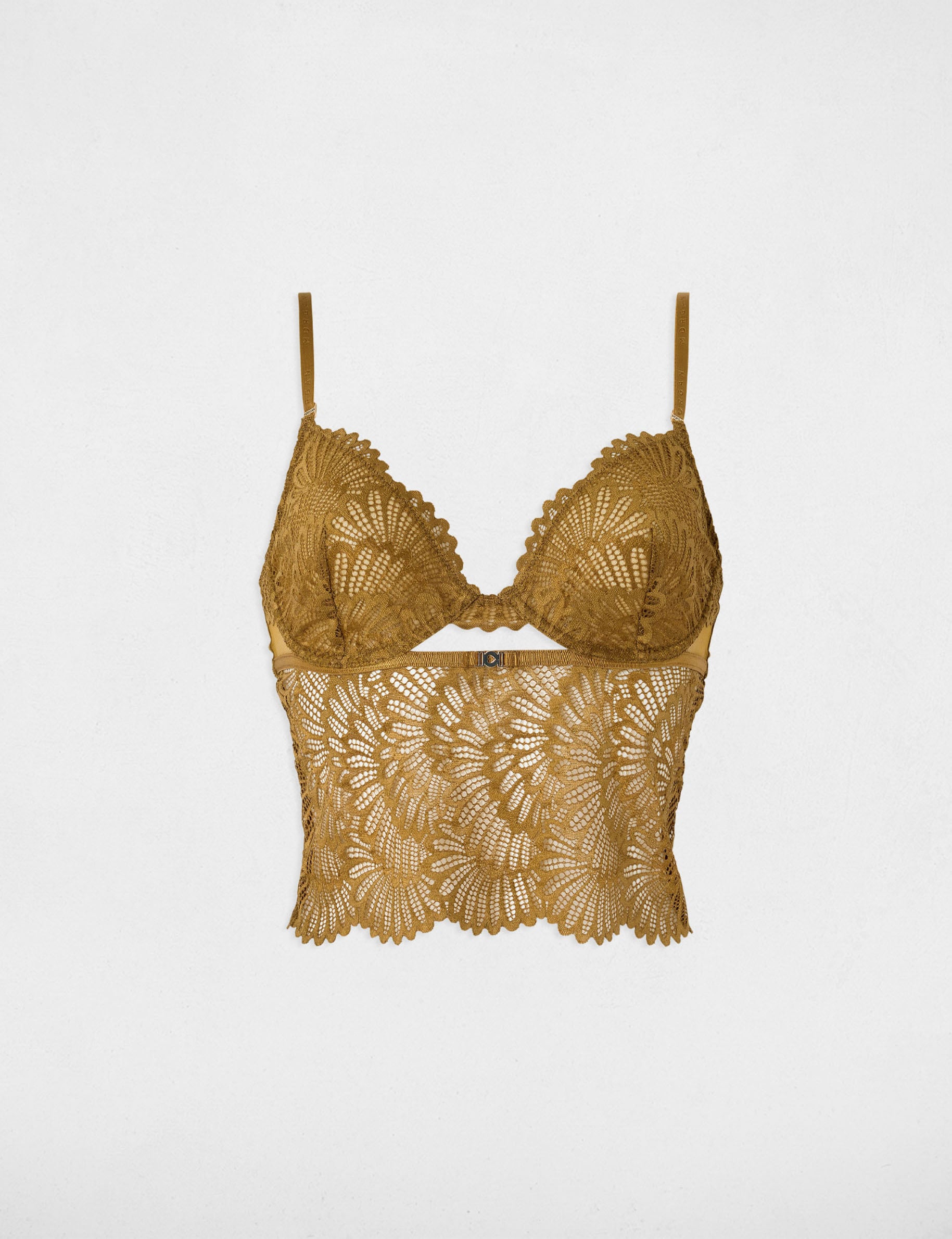 Haut de lingerie en dentelle bronze femme