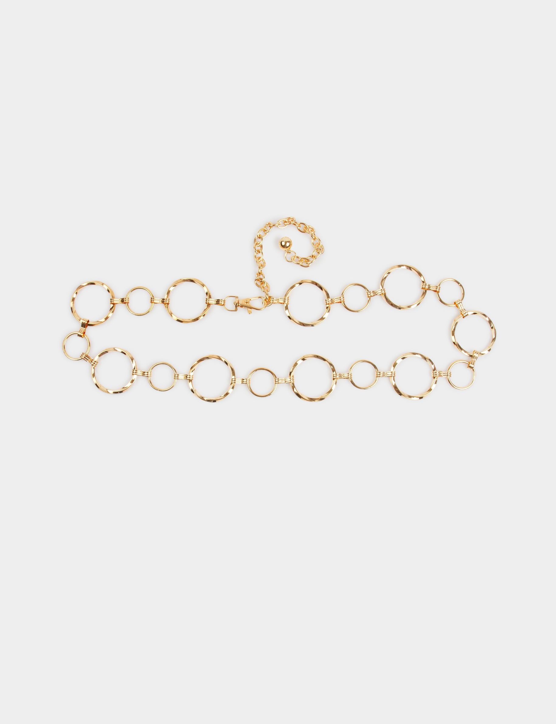 Ceinture anneaux en m&eacute;tal jaune or femme