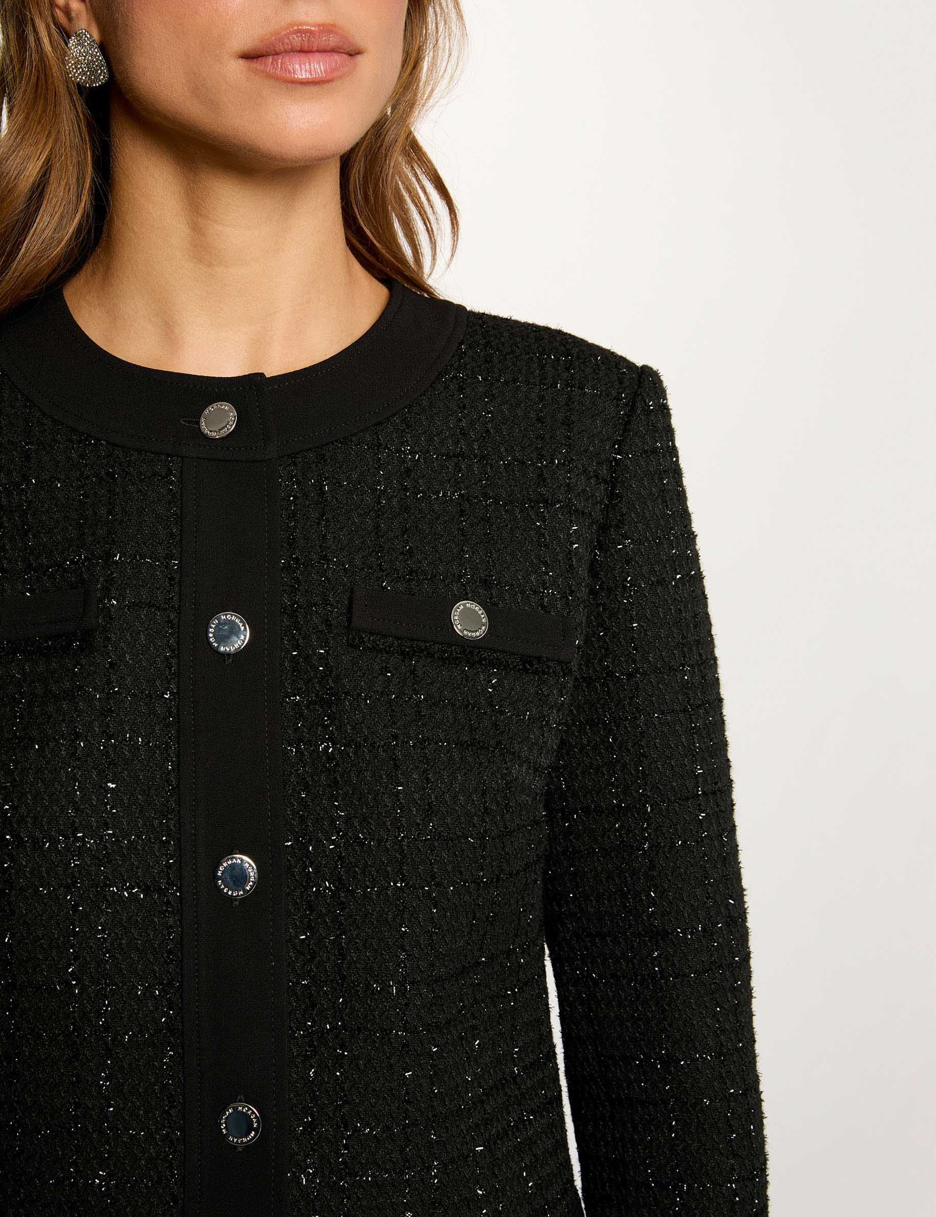 Veste courte ajust&eacute;e noir femme