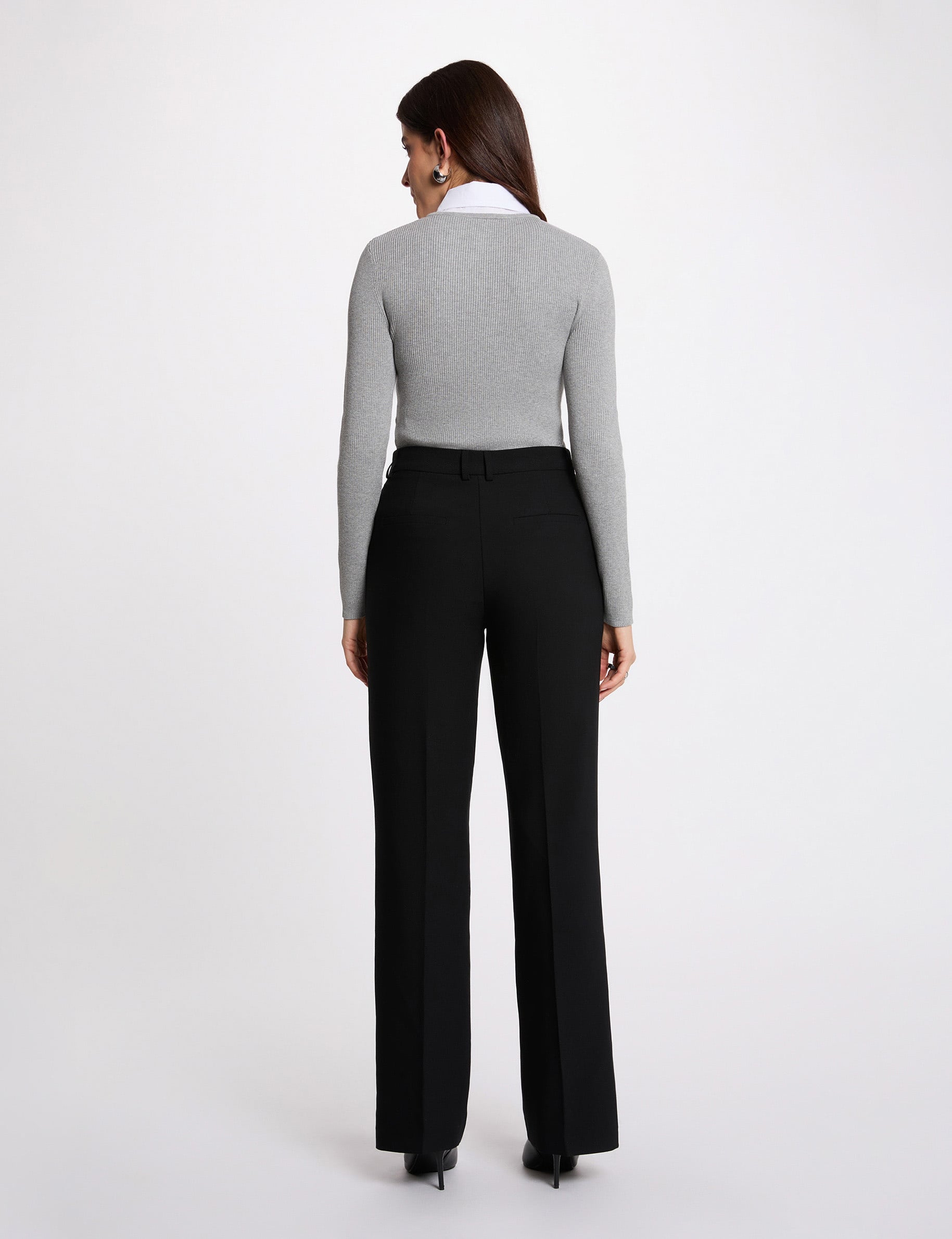 Pull 2-en-1 col &agrave; revers gris clair femme