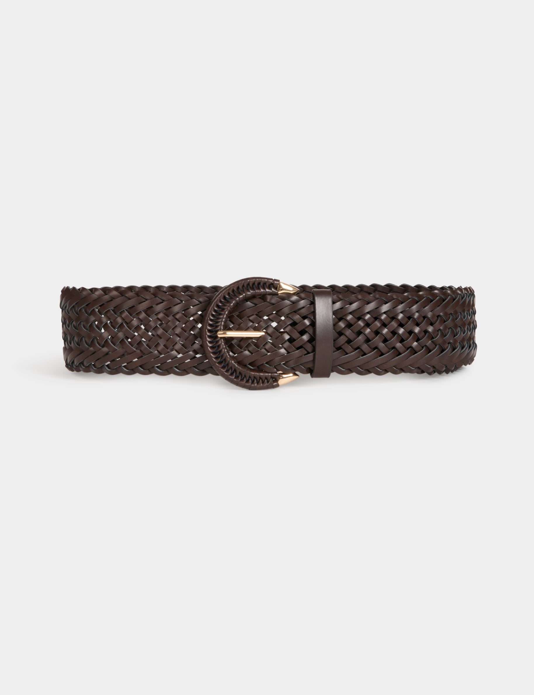 Ceinture large tress&eacute;e marron fonc&eacute; femme