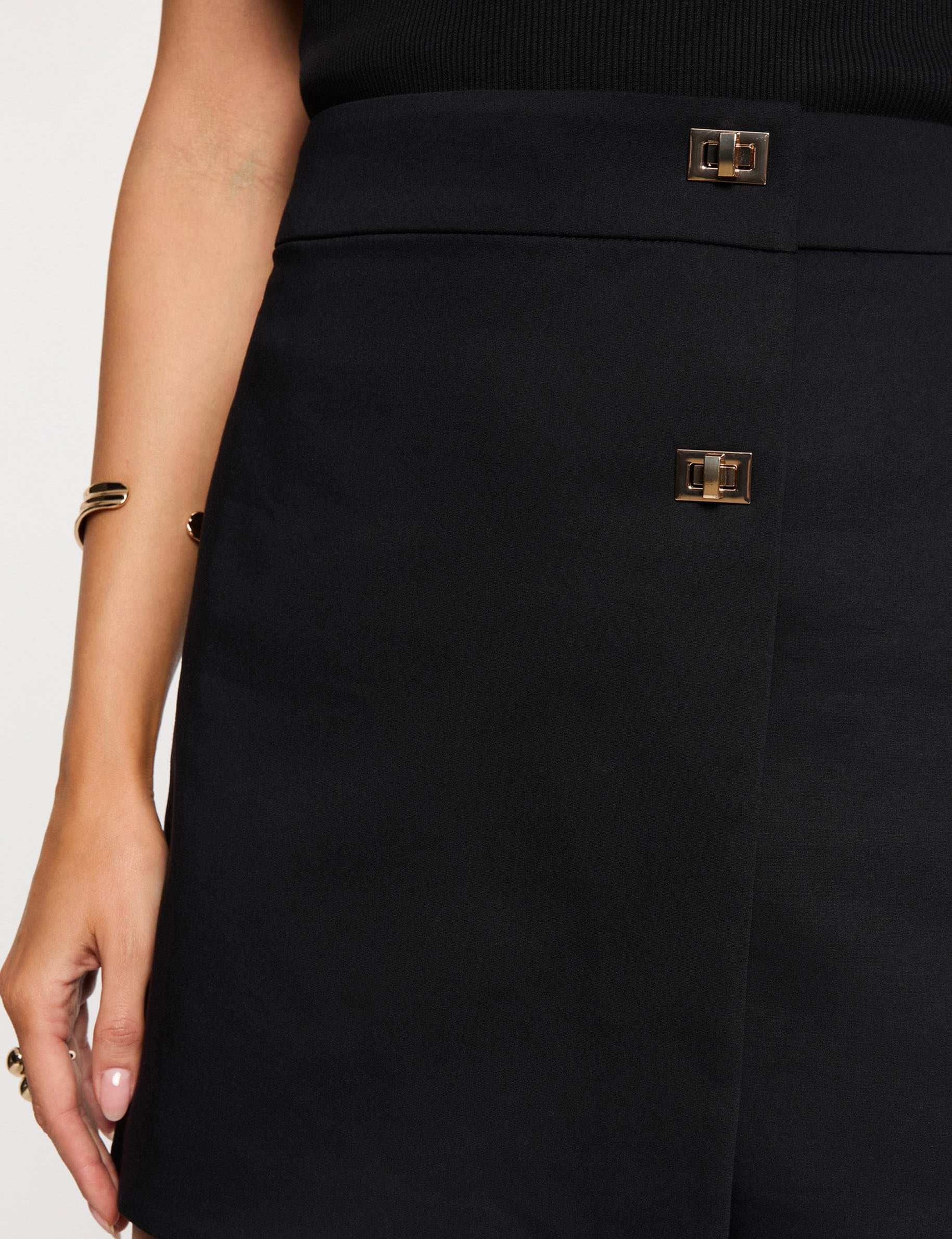 Jupe short taille haute noir femme