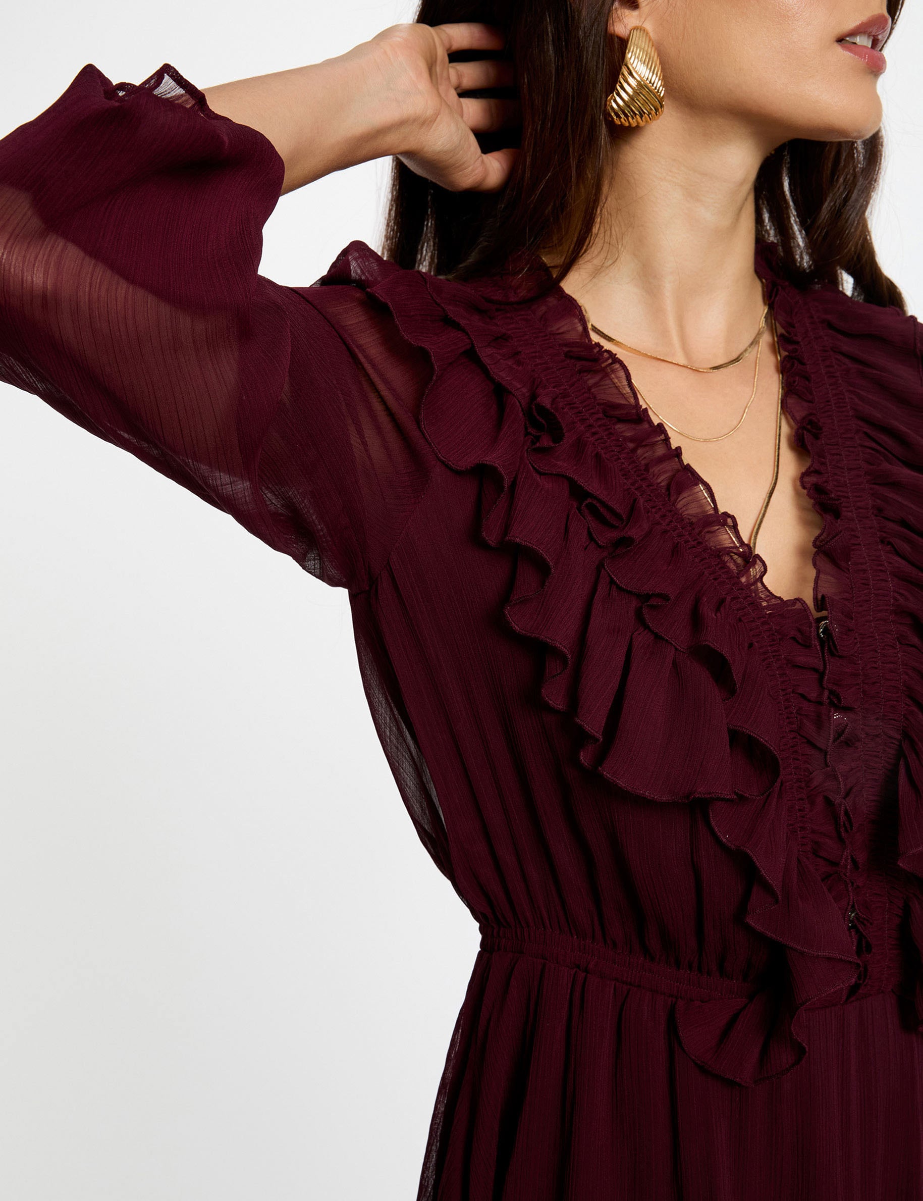 Robe courte ajust&eacute;e prune femme