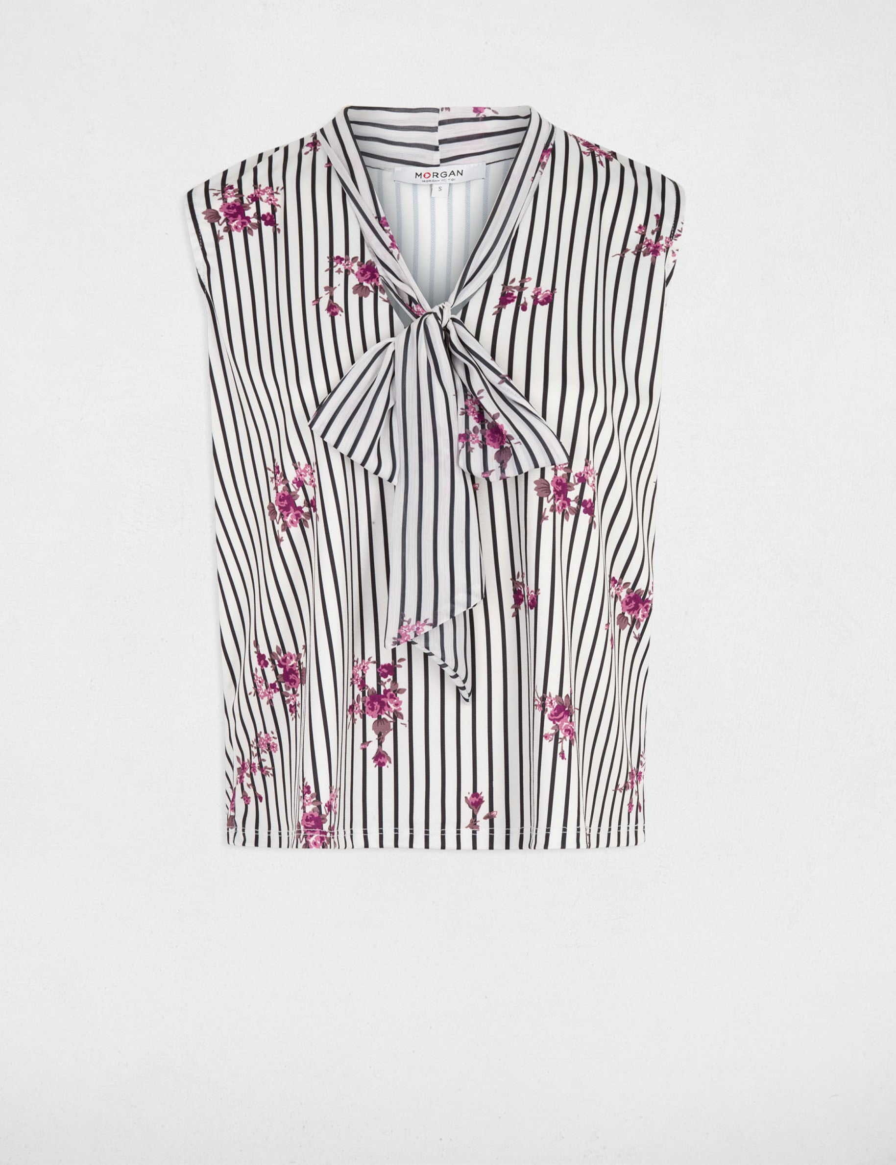 T-shirt col lavalli&egrave;re multicolore femme