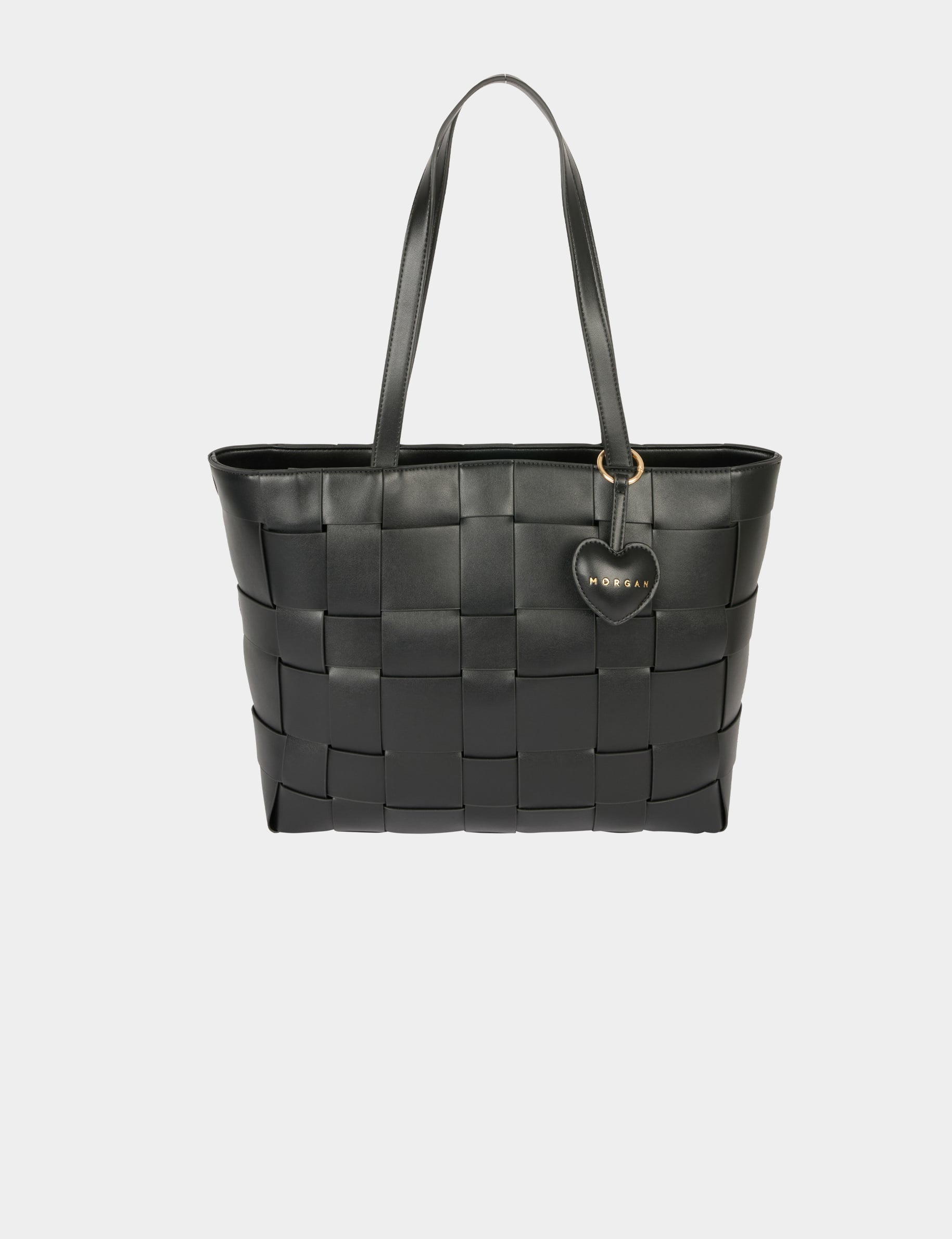 Sac cabas tress&eacute; noir femme