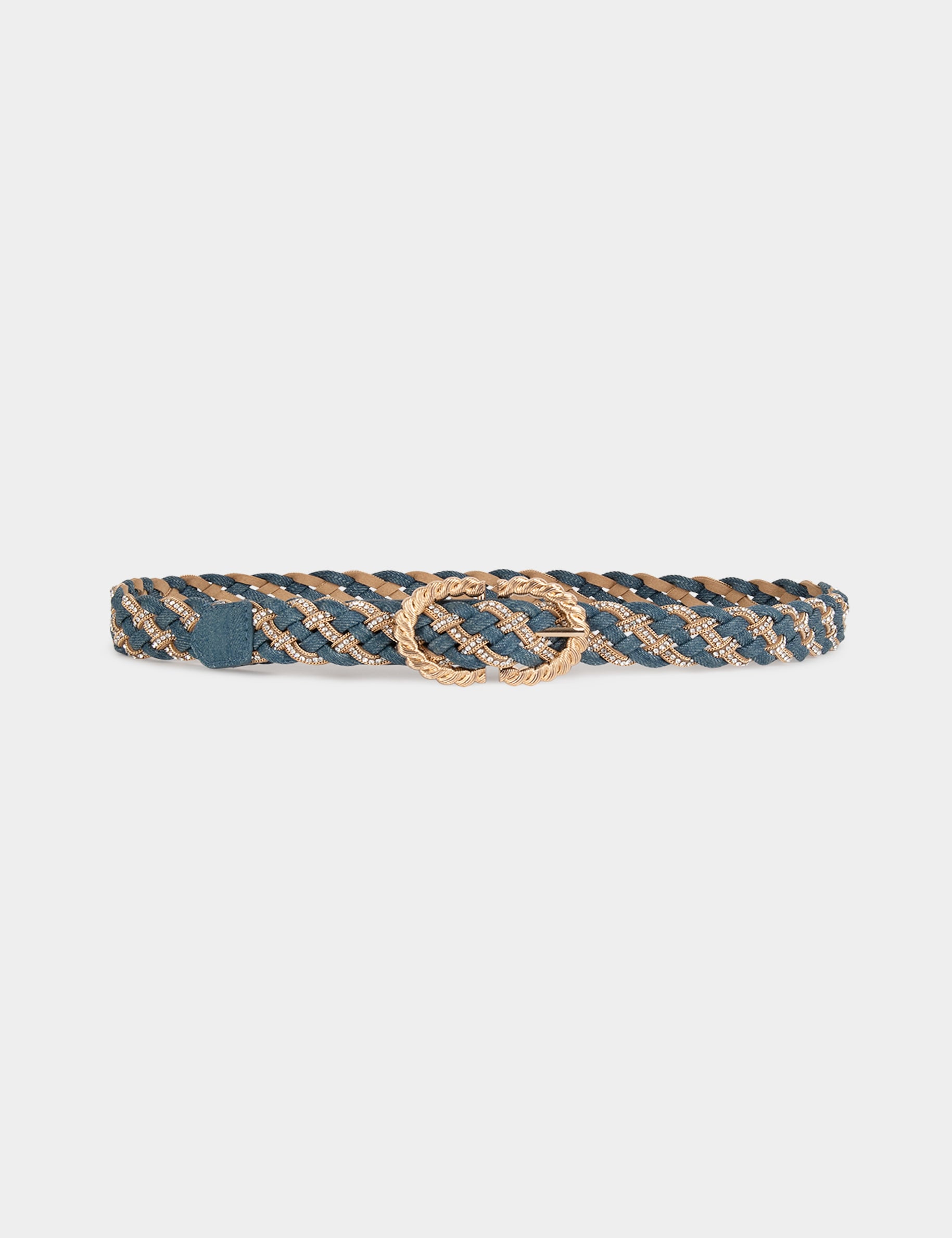 Ceinture en jean tress&eacute;e denim stone femme