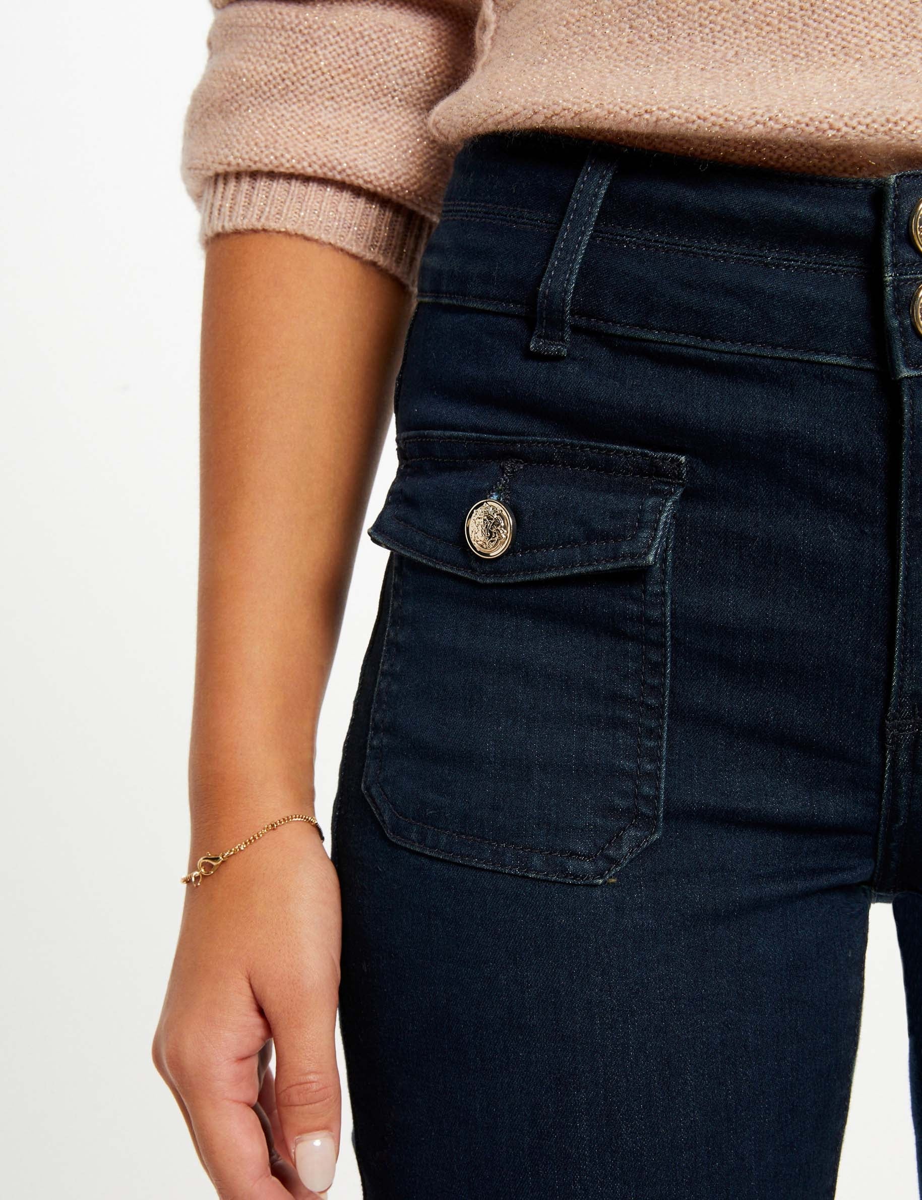 Jeans bootcut taille haute denim brut femme