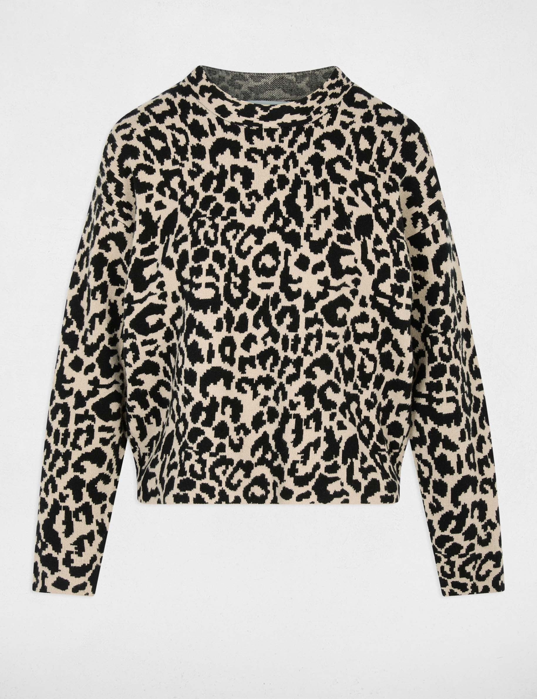 Pull col rond beige femme
