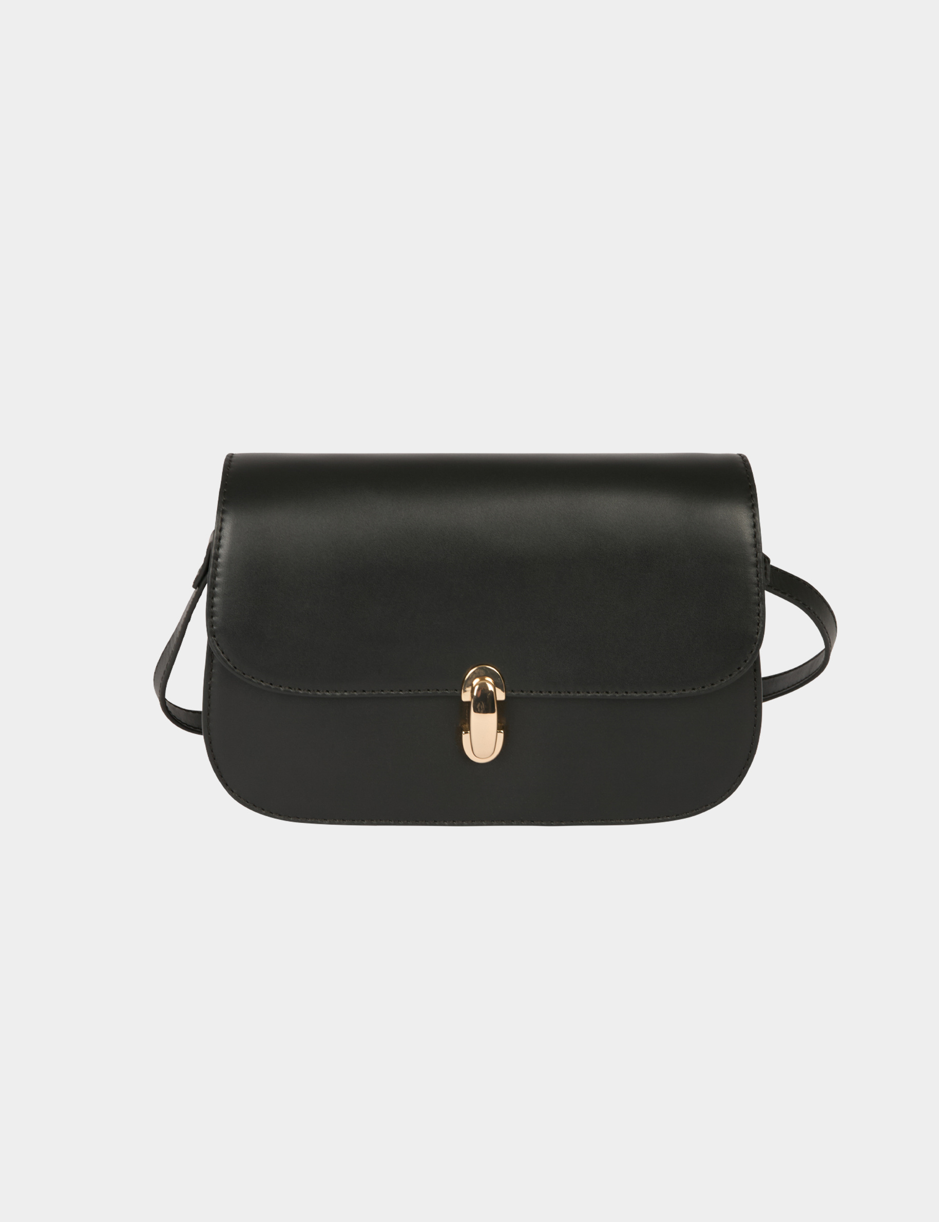 Sac bo&icirc;te bandouli&egrave;re en cuir noir femme