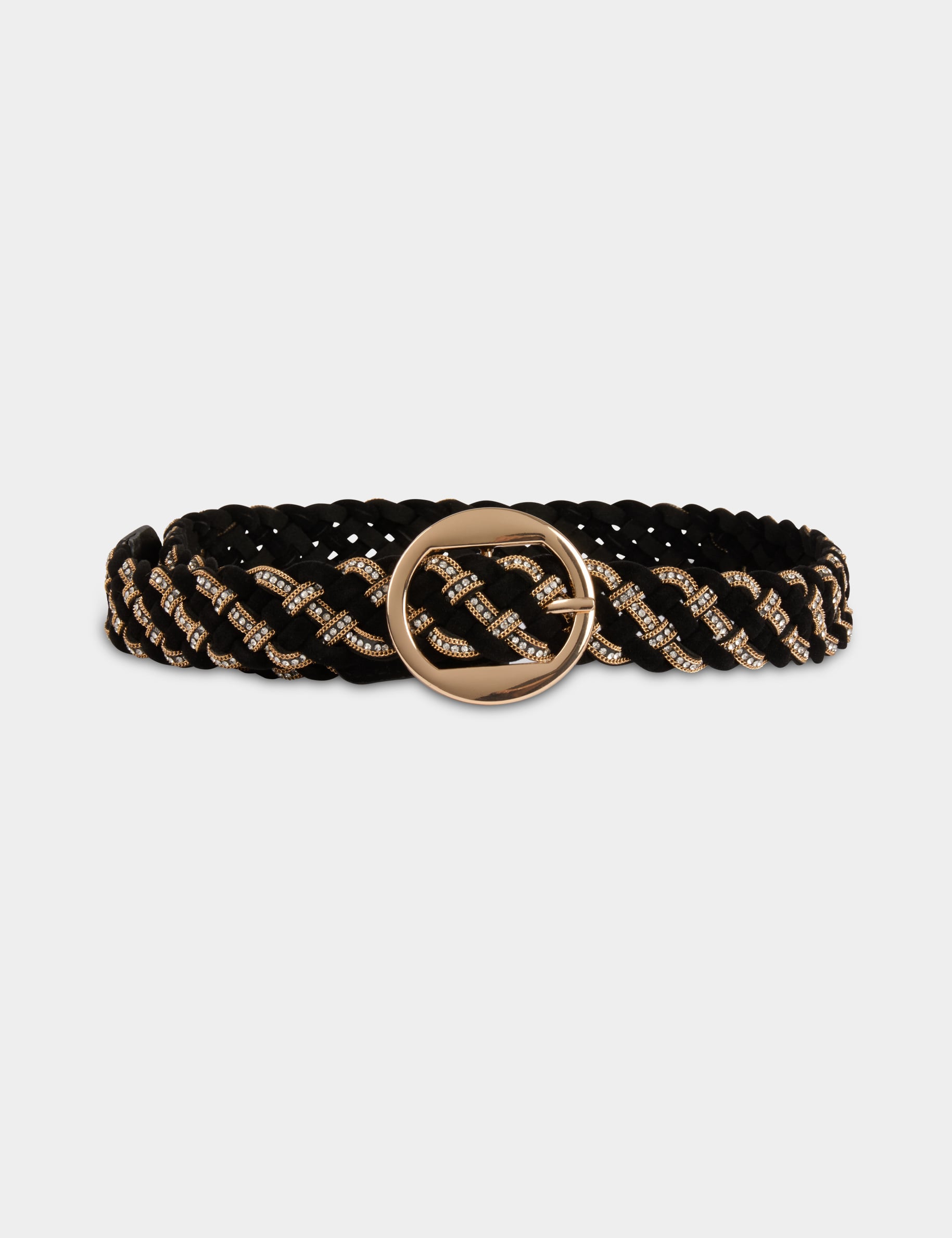 Ceinture large su&eacute;dine noir femme