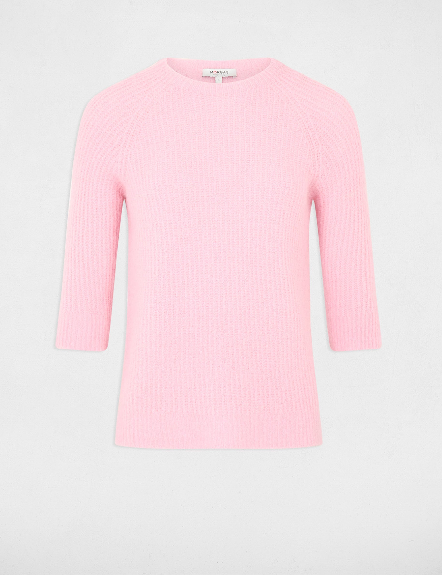 Pull maille duveteuse rose pastel femme