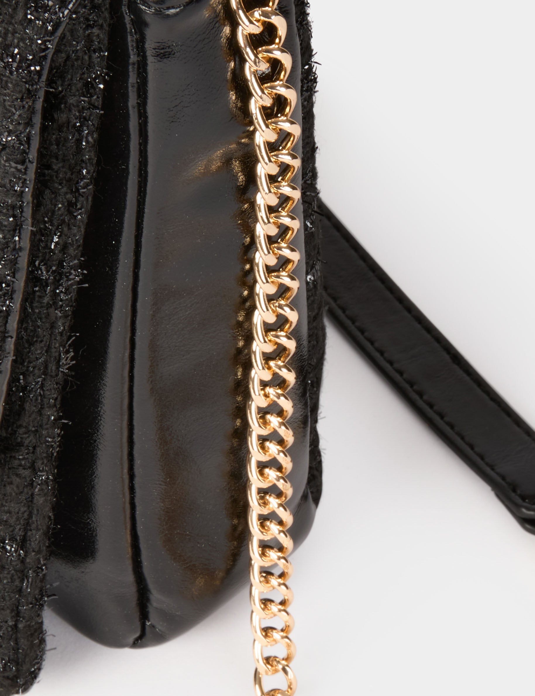 Sac tweed m&eacute;tallis&eacute; noir femme