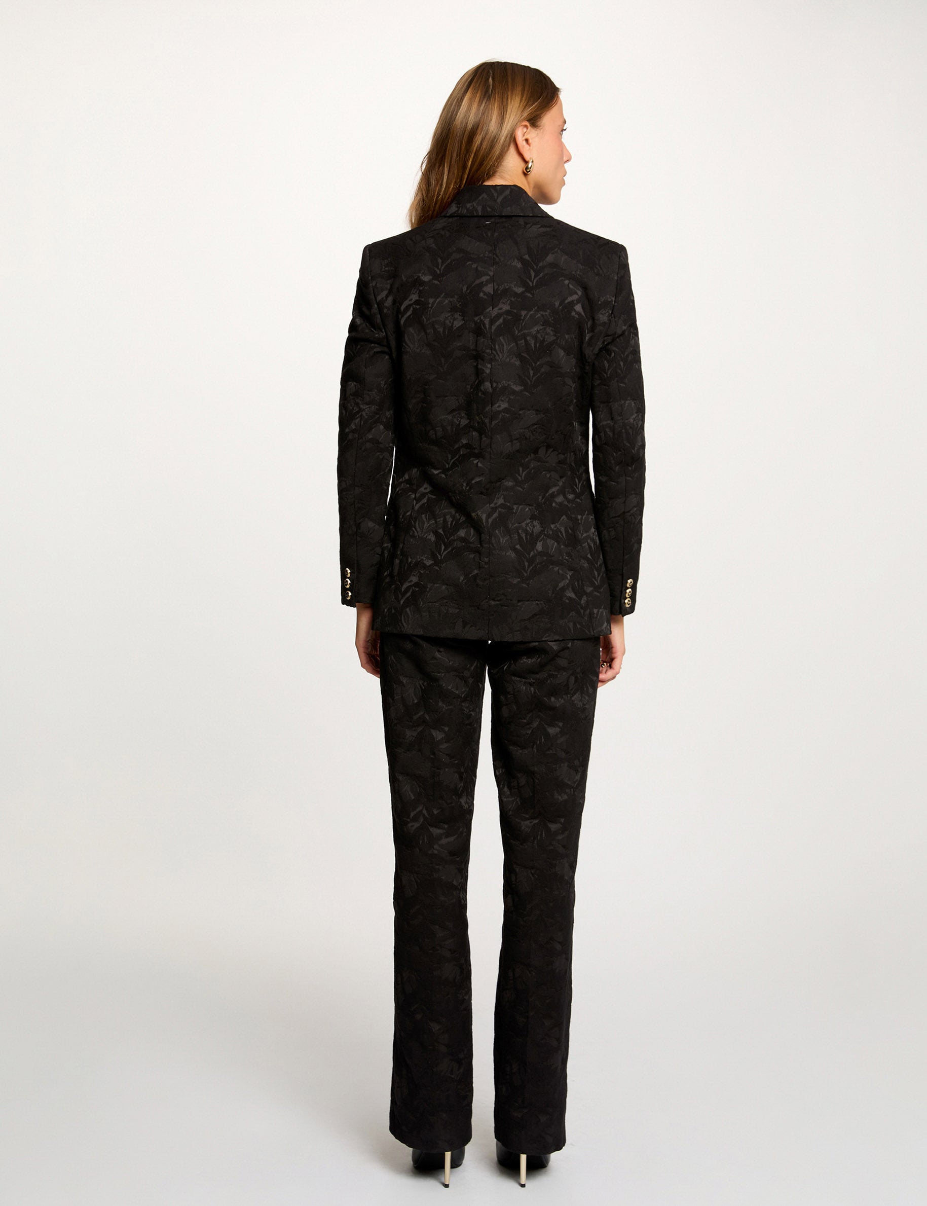 Pantalon slim taille haute noir femme