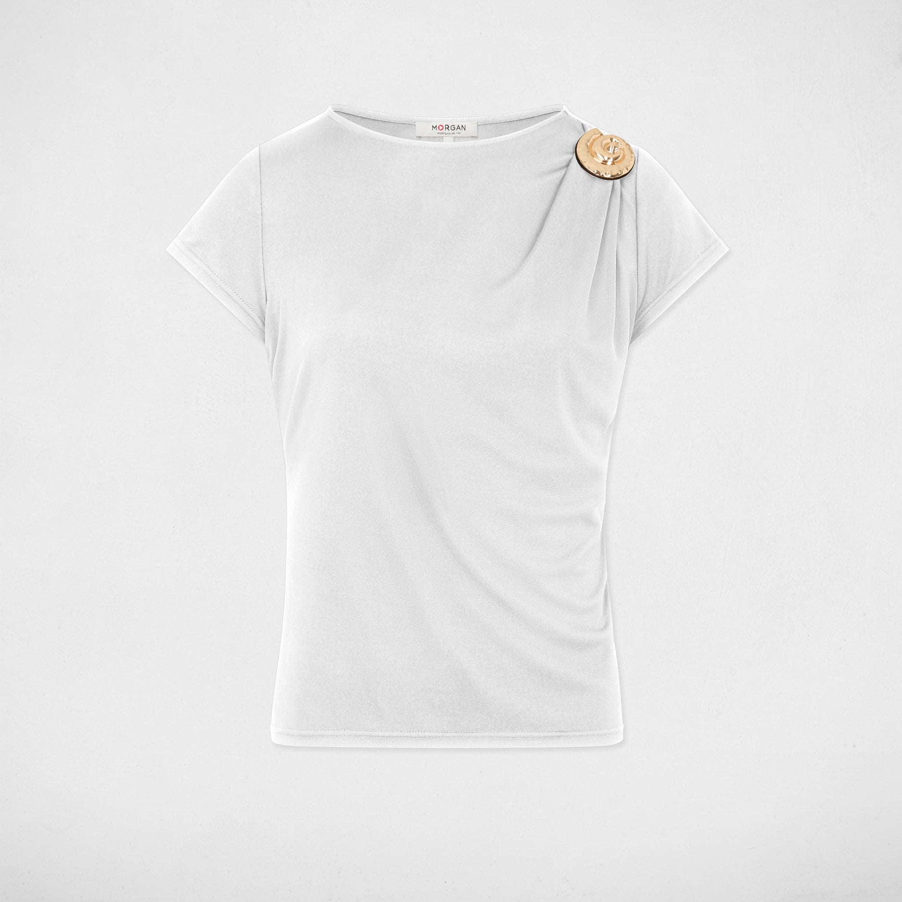 T-shirt col rond blanc femme