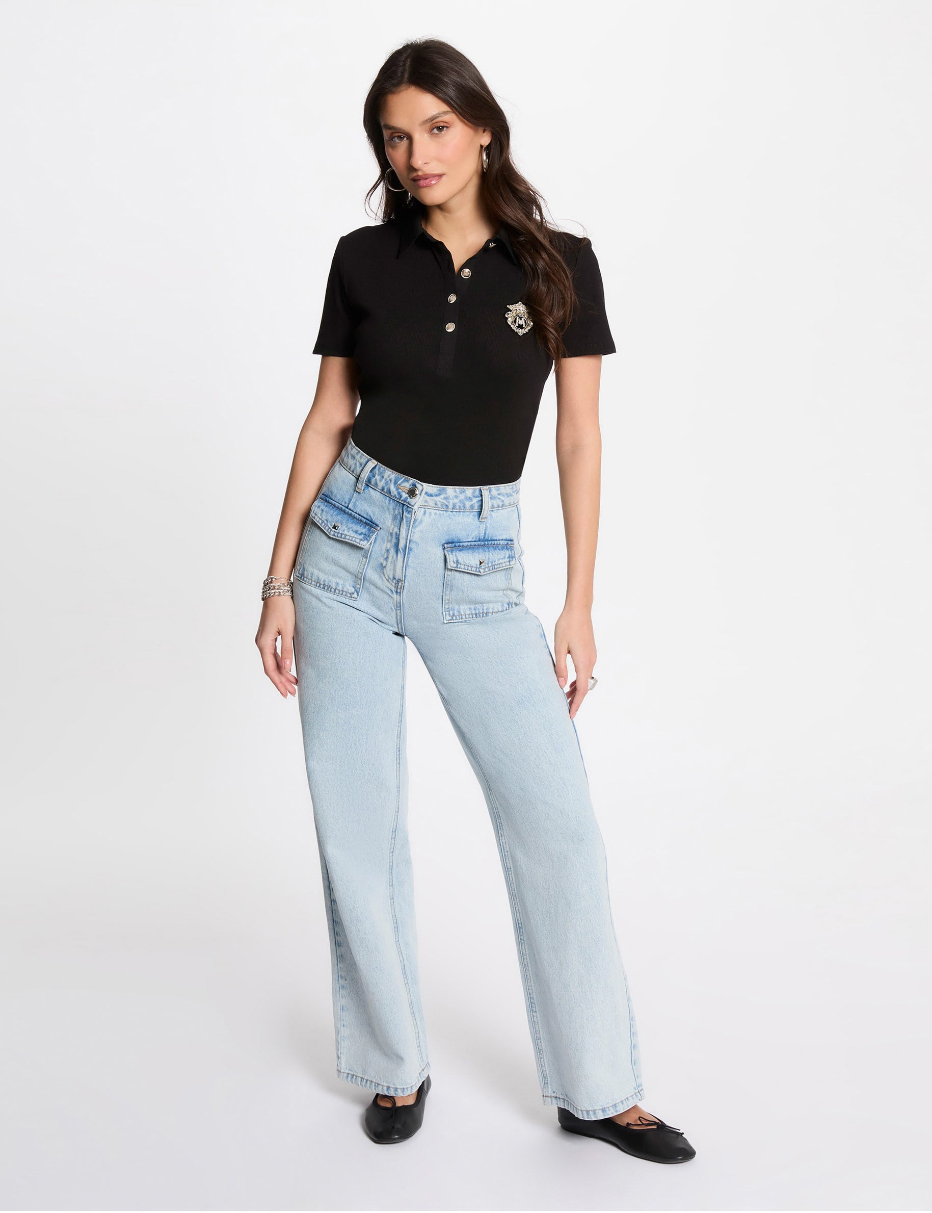 T-shirt manches courtes noir femme