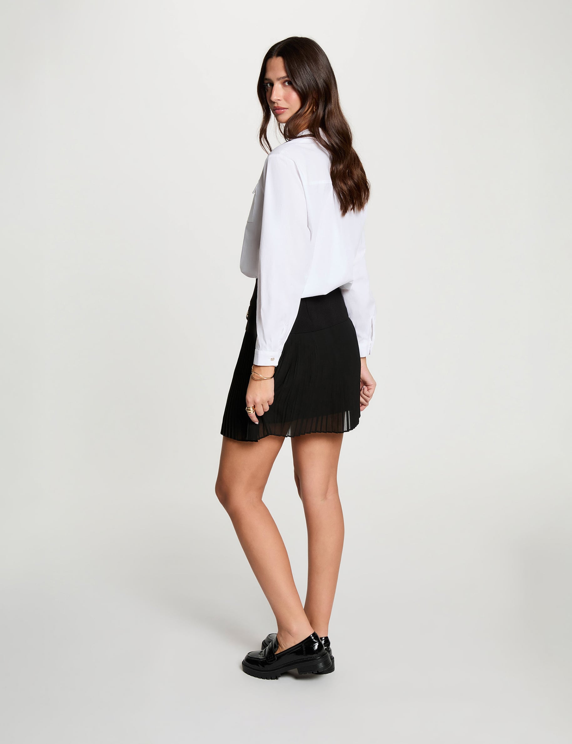 Jupe courte pliss&eacute;e noir femme