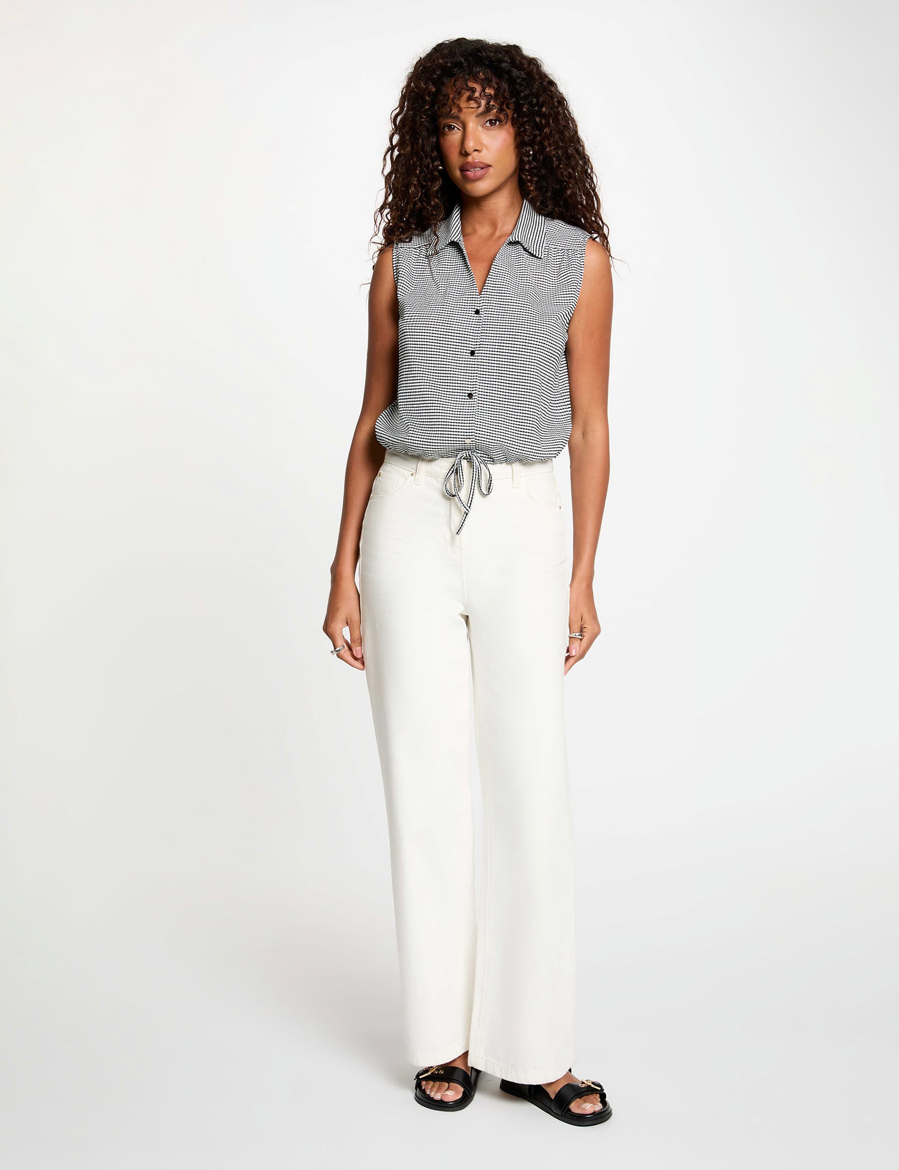 Chemise nou&eacute;e sans manches noir femme