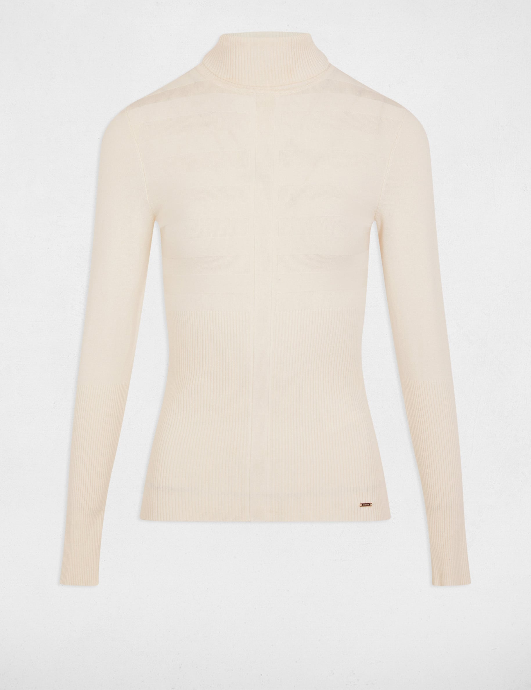 Pull col roul&eacute; ajust&eacute; ivoire femme