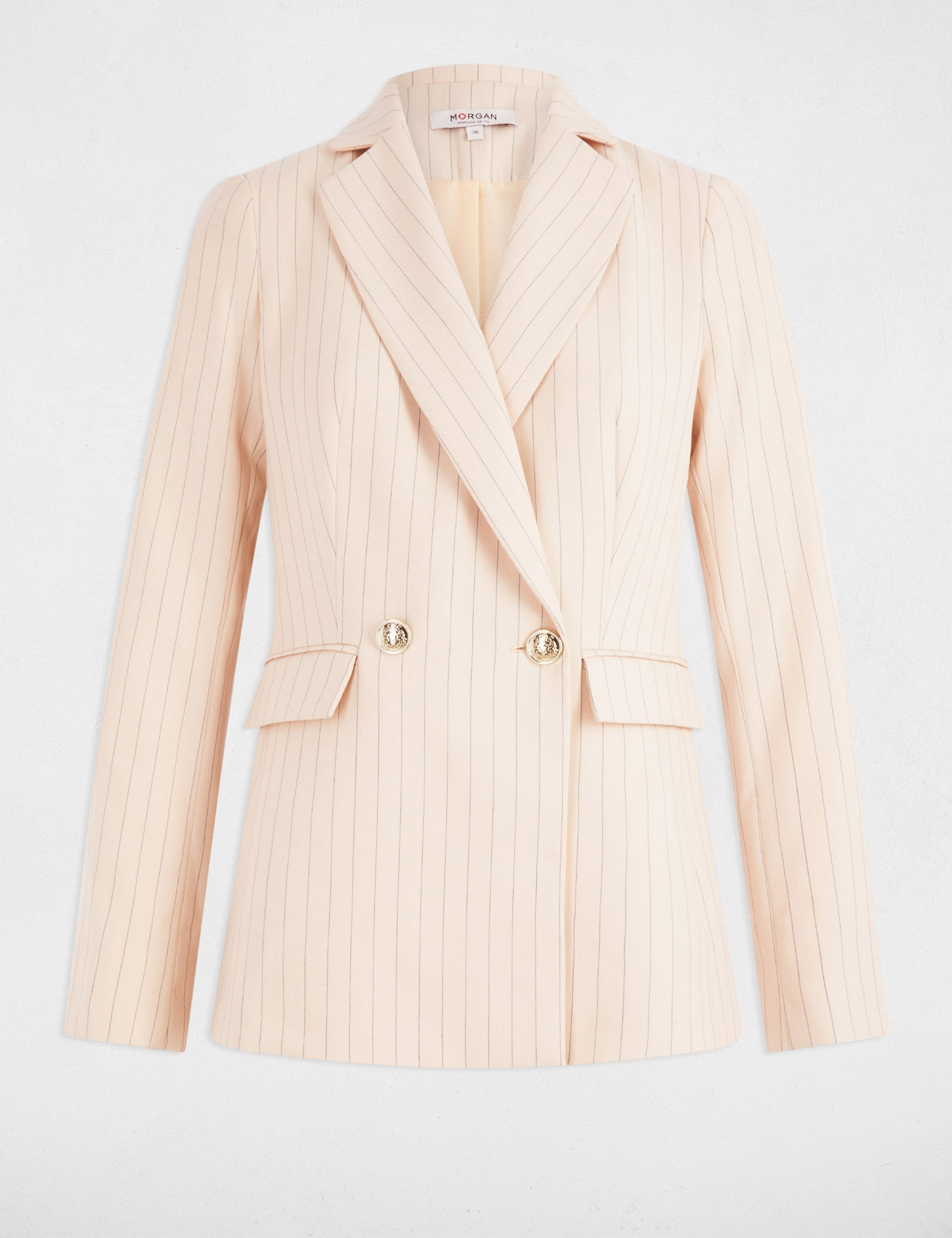 Blazer cintr&eacute; ray&eacute; rose clair femme