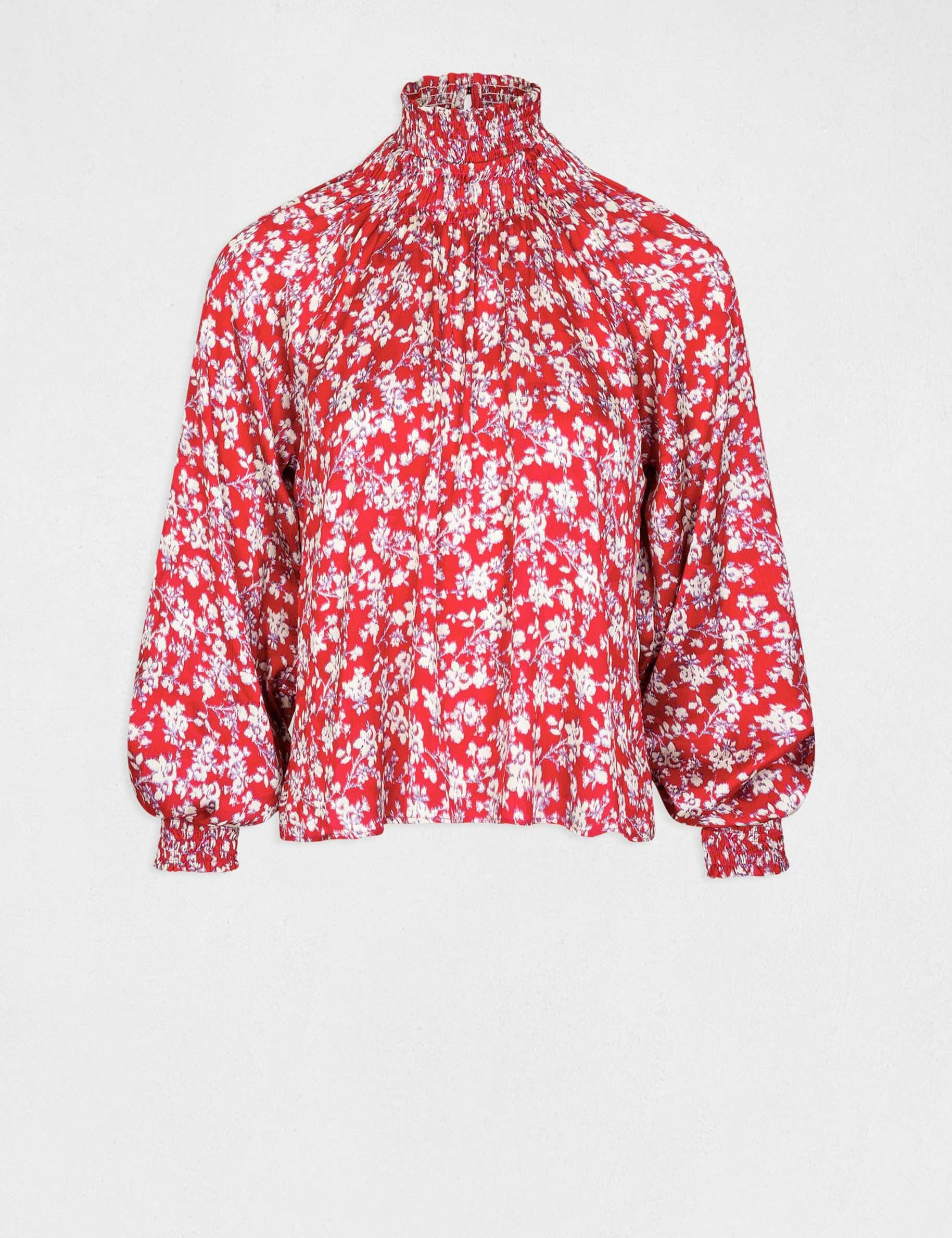 Blouse manches longues imprim&eacute; floral multico femme