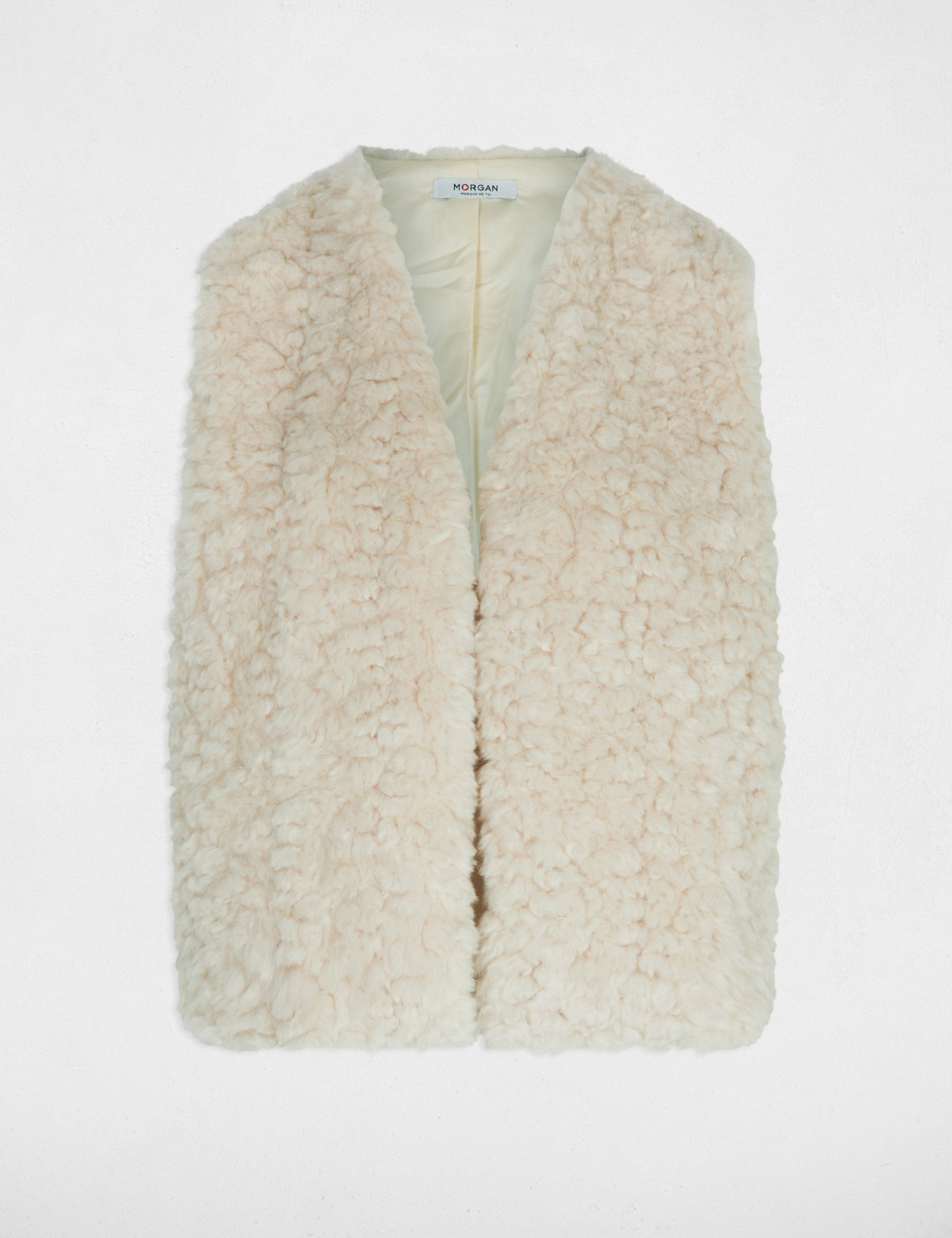 Gilet fausse fourrure ivoire femme