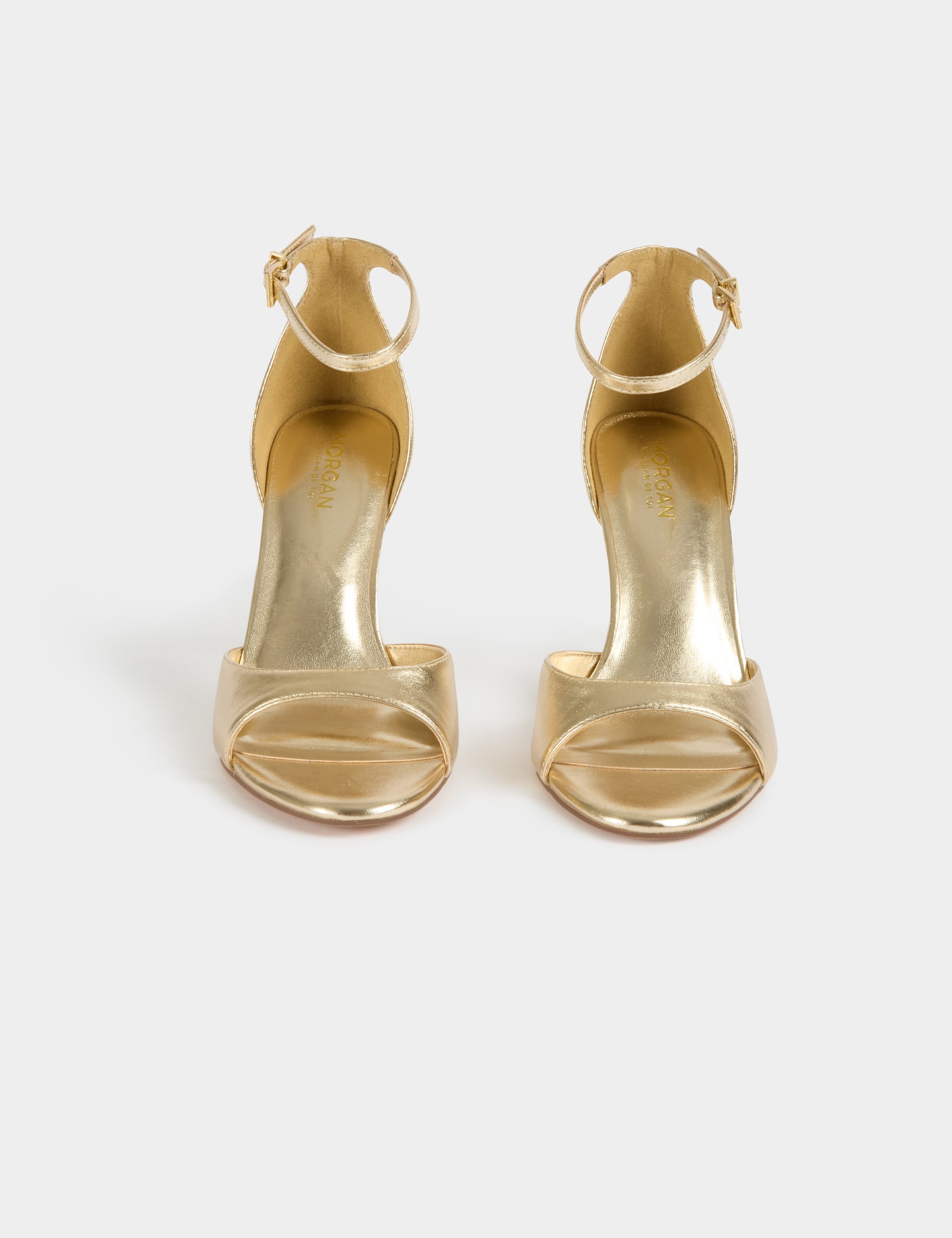 Sandale &agrave; talon similicuir jaune or femme
