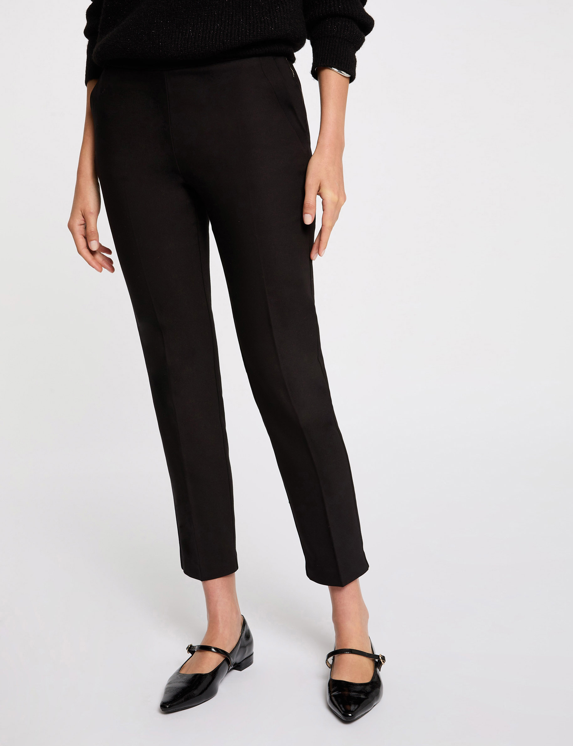 Pantalon cigarette 7/8&egrave;me noir femme