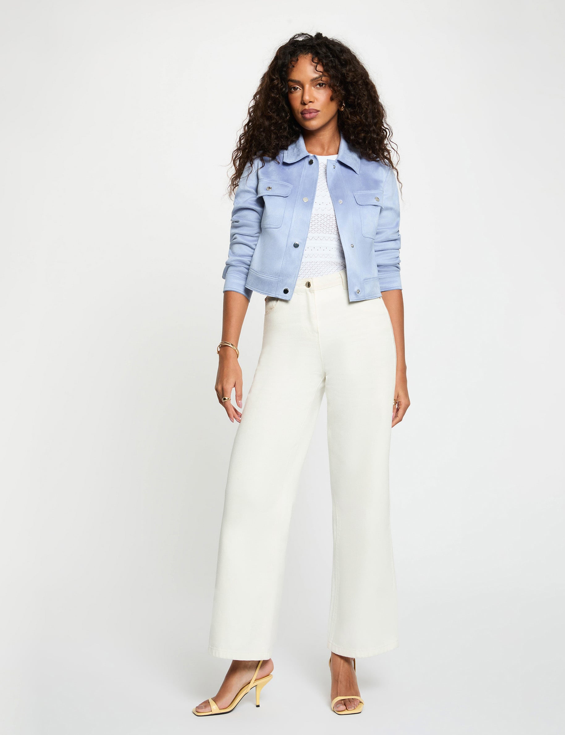 Blouson ajust&eacute; su&eacute;dine bleu lavande femme