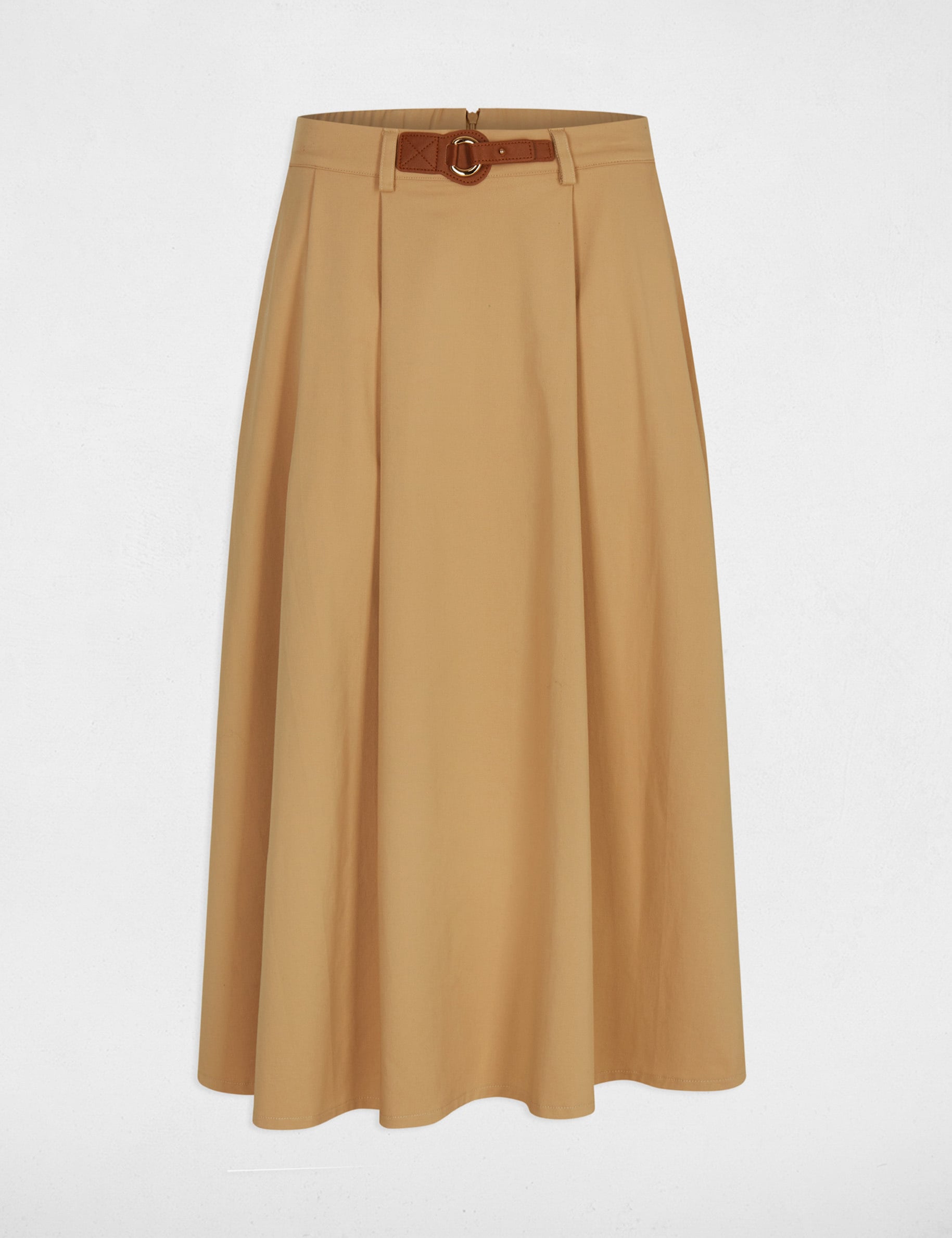 Jupe &eacute;vas&eacute;e taille haute beige femme