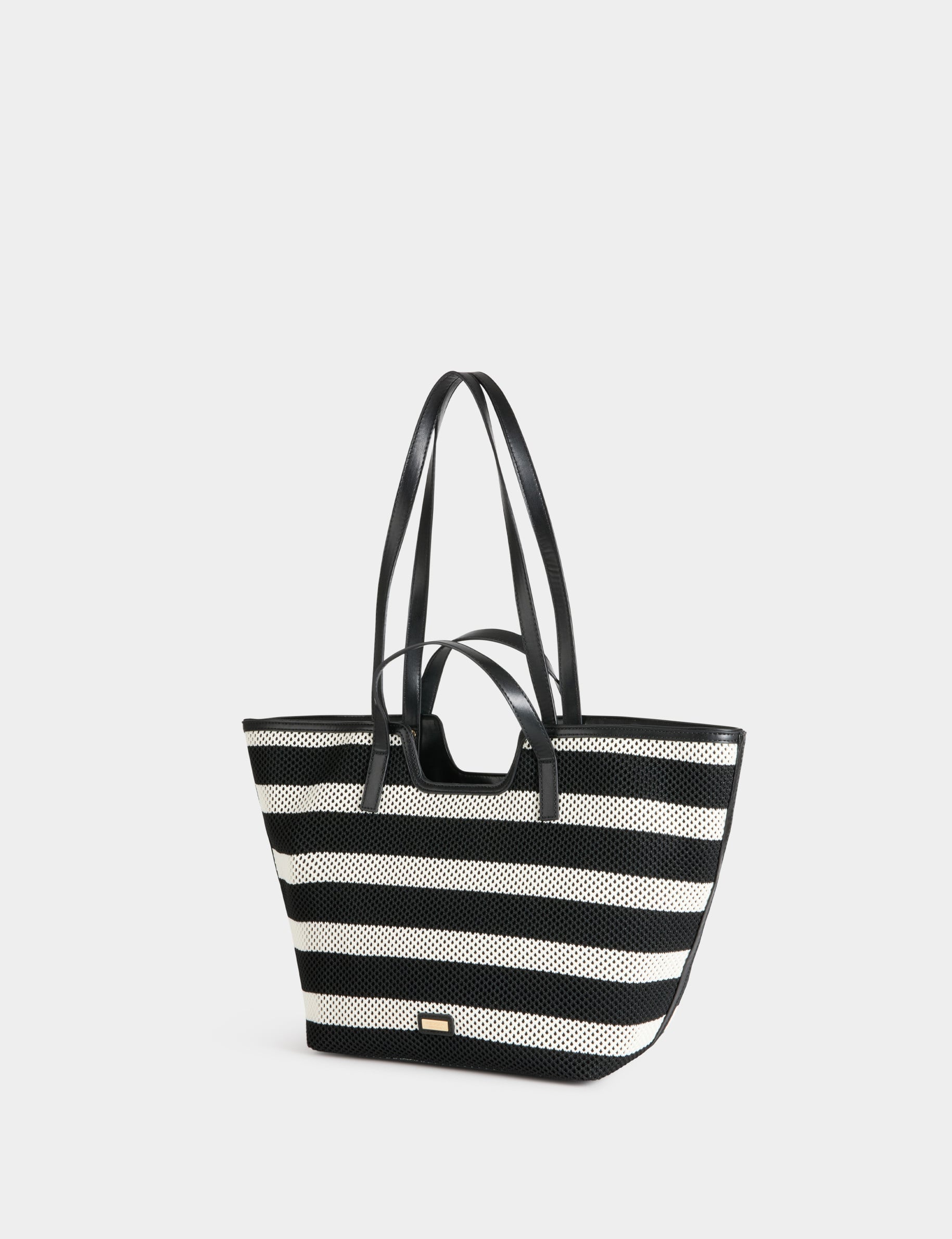 Sac cabas tiss&eacute; blanc femme