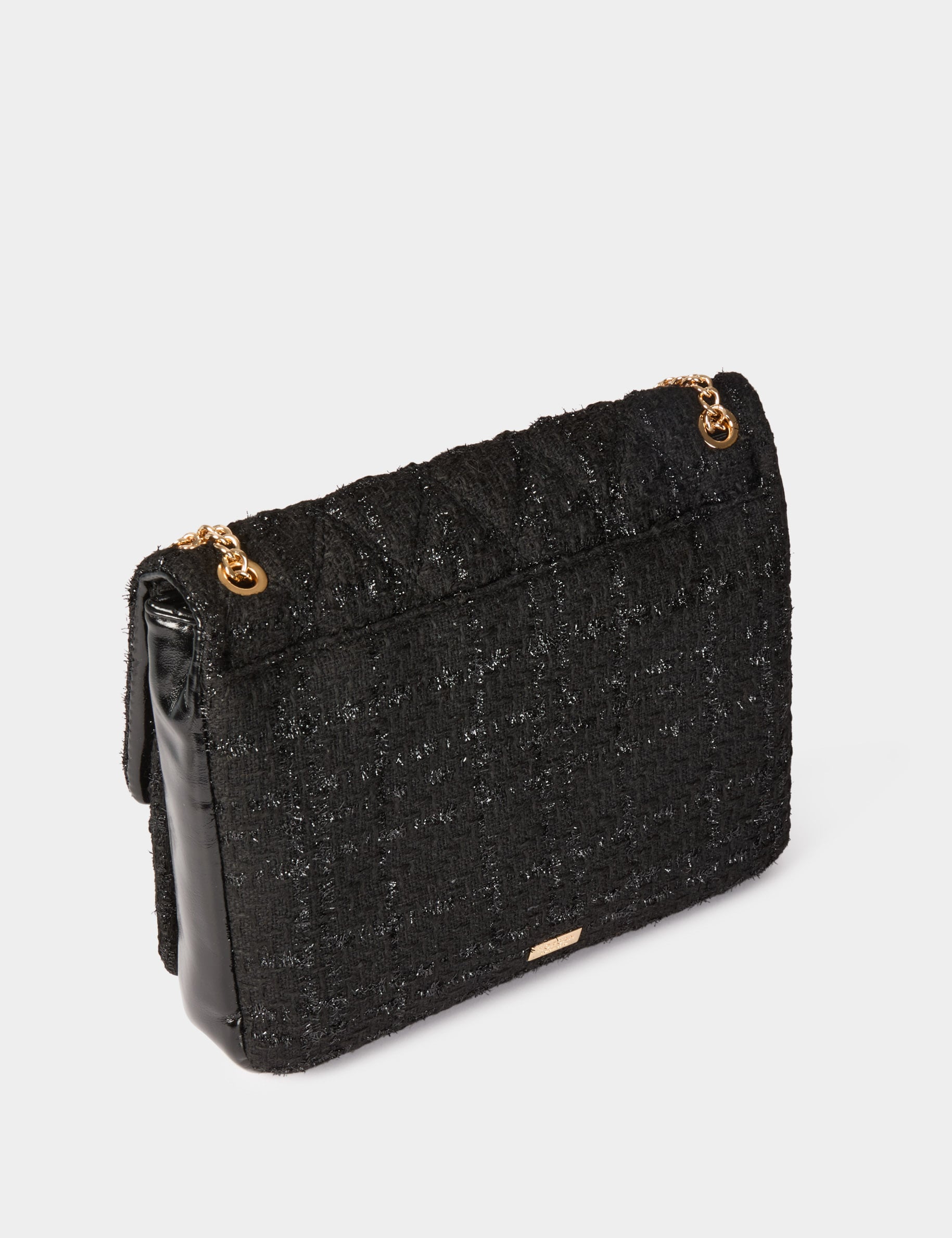 Sac tweed m&eacute;tallis&eacute; noir femme