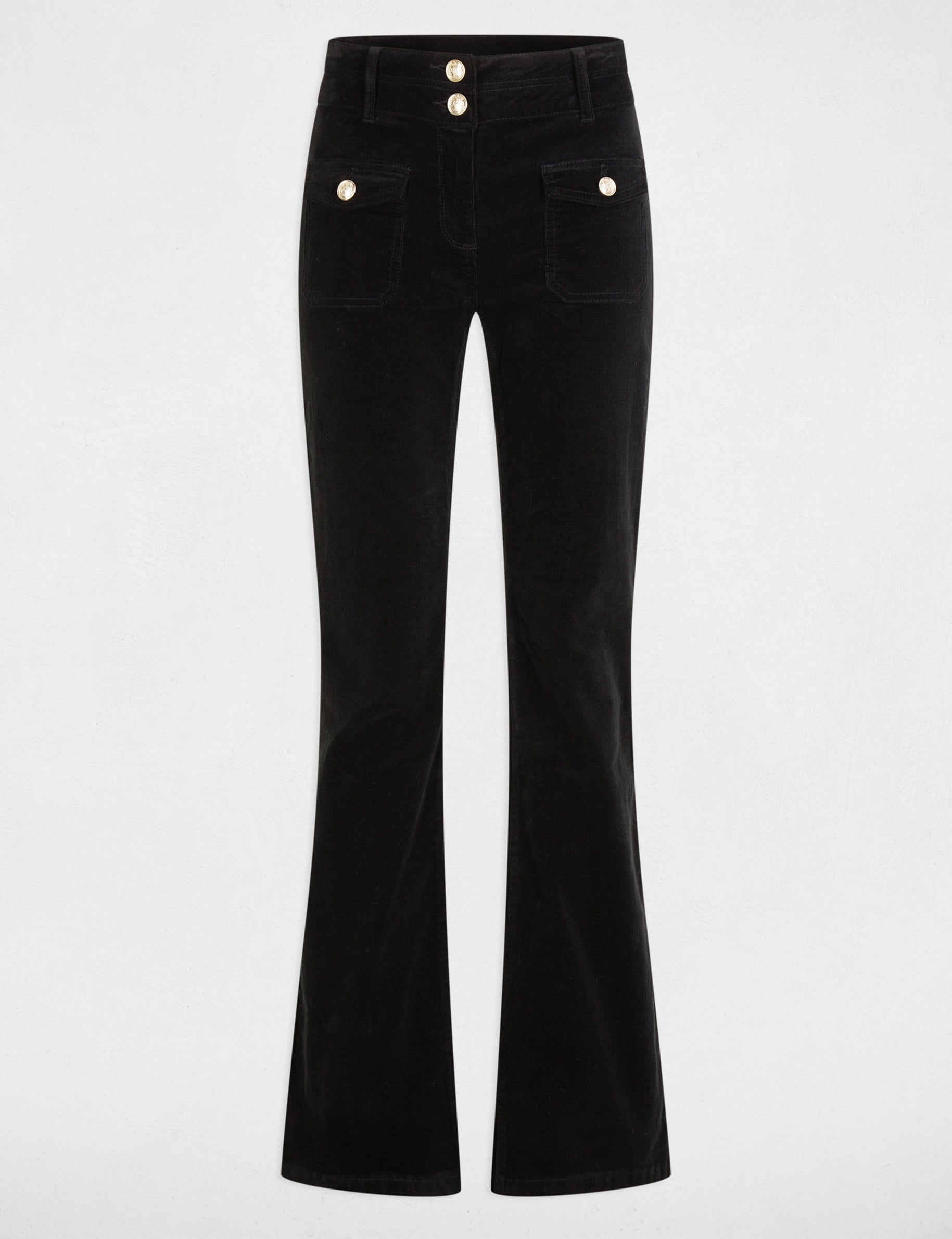 Pantalon ajust&eacute; velours noir femme